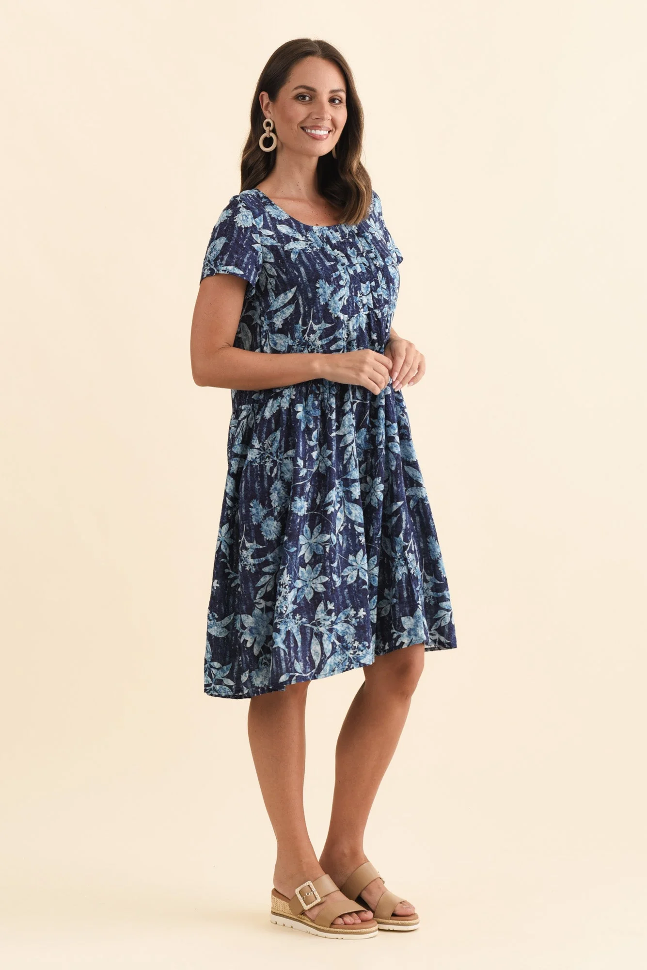 Hanoi Blue Floral Cotton Blend Dress - Image 4