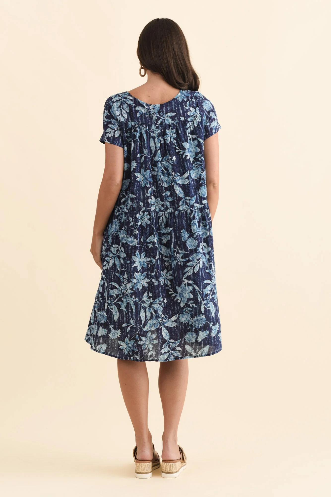 Hanoi Blue Floral Cotton Blend Dress - Image 5