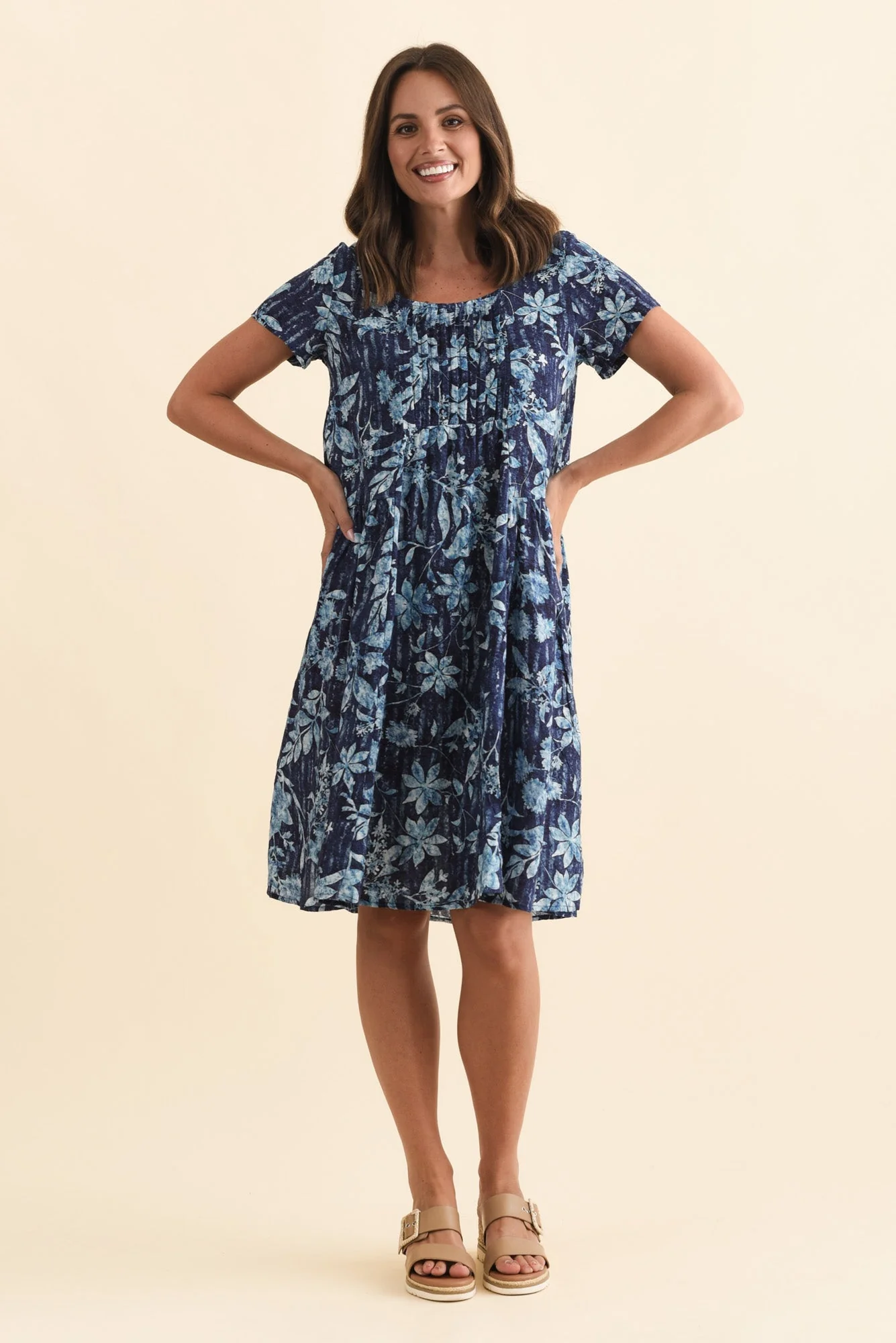 Hanoi Blue Floral Cotton Blend Dress - Image 7
