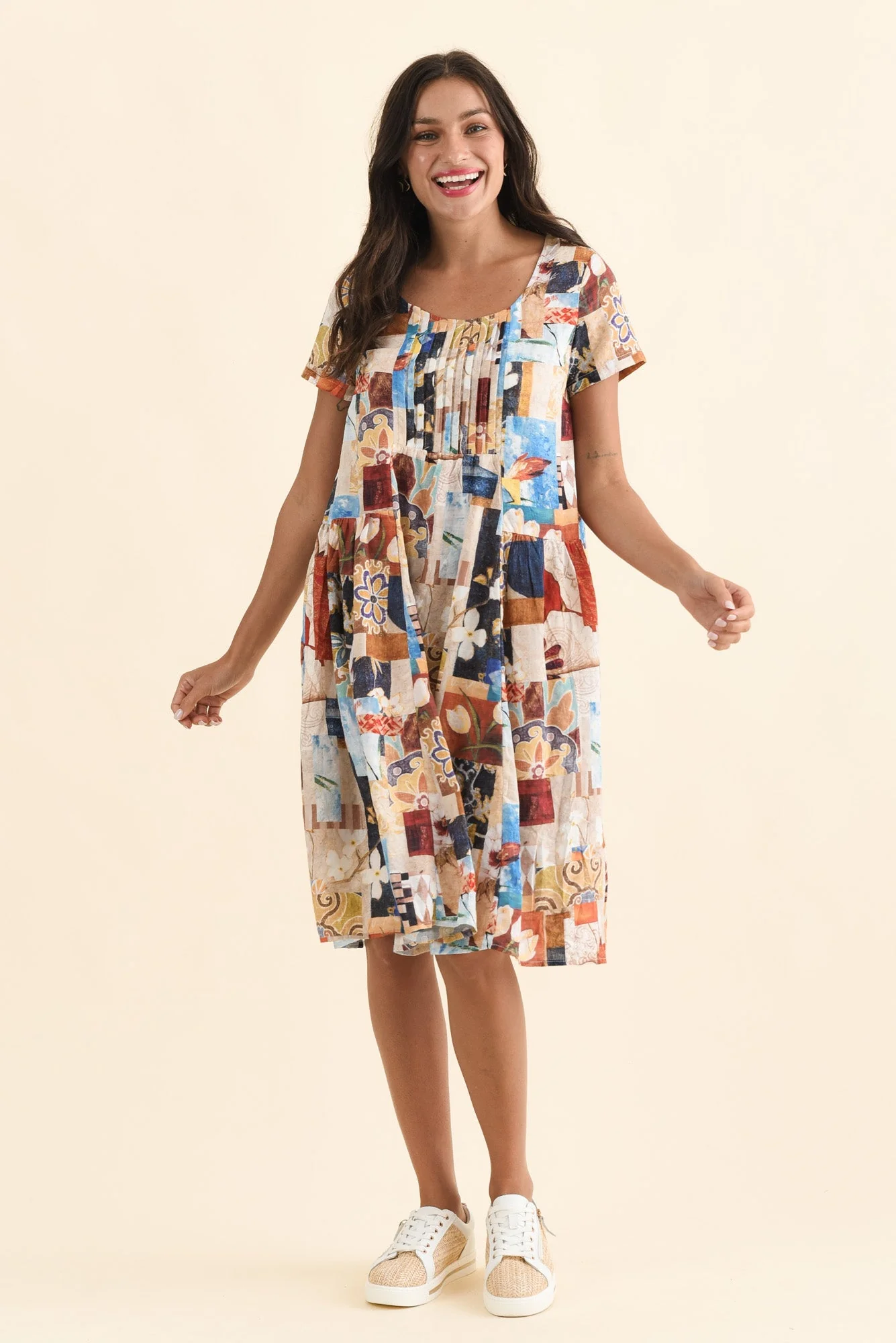 Hanoi Orange Botanical Cotton Blend Dress - Image 2