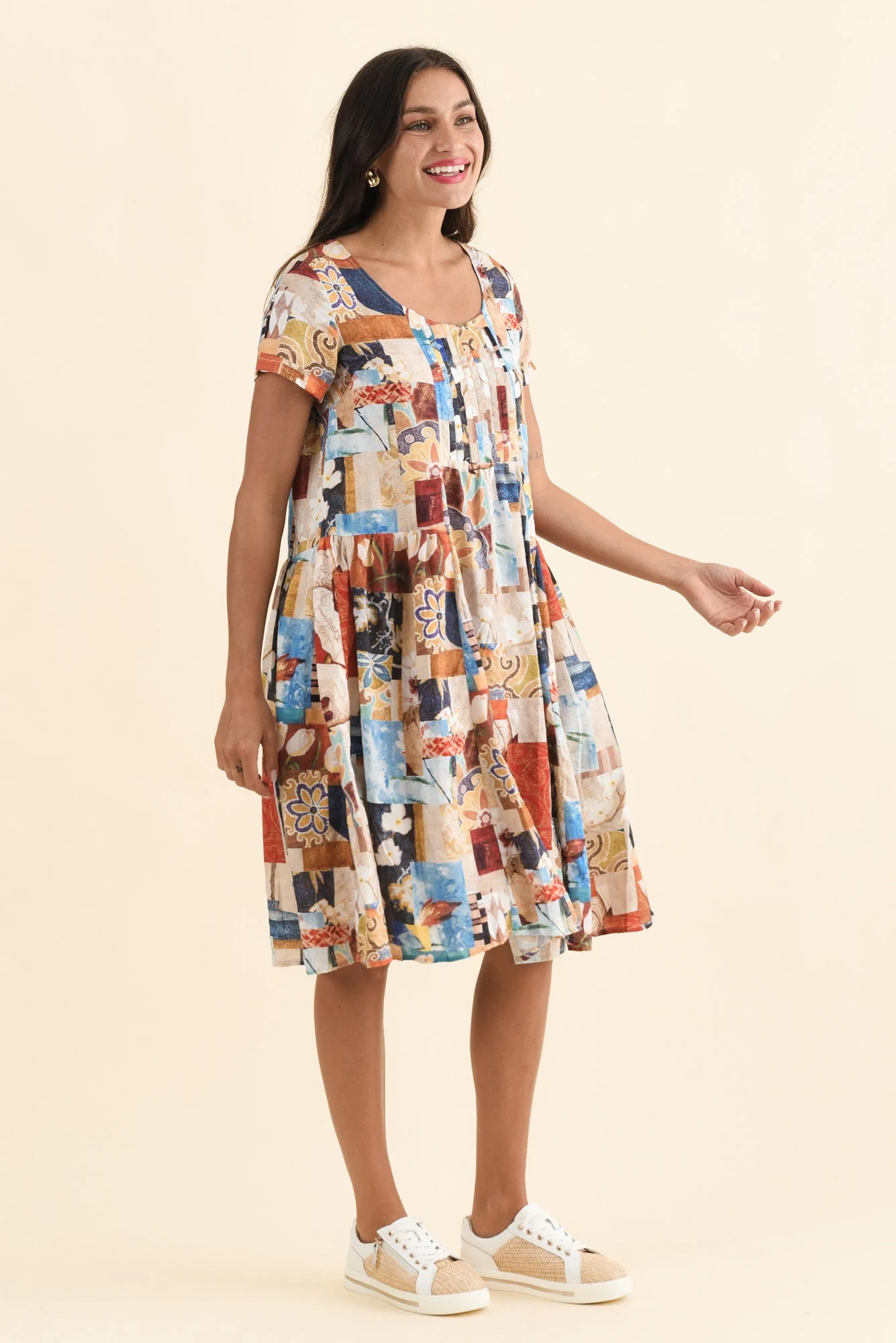 Hanoi Orange Botanical Cotton Blend Dress - Image 3