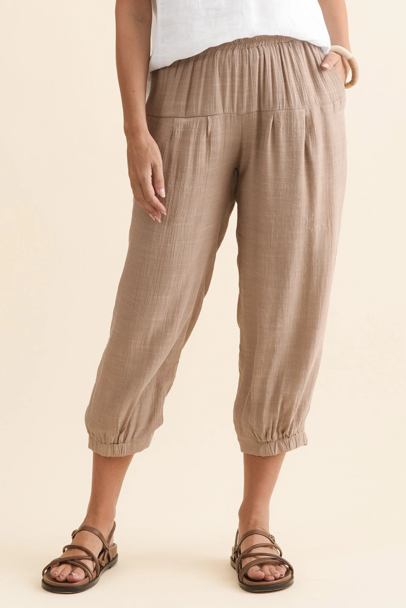 Harden Beige Cotton Blend Pants