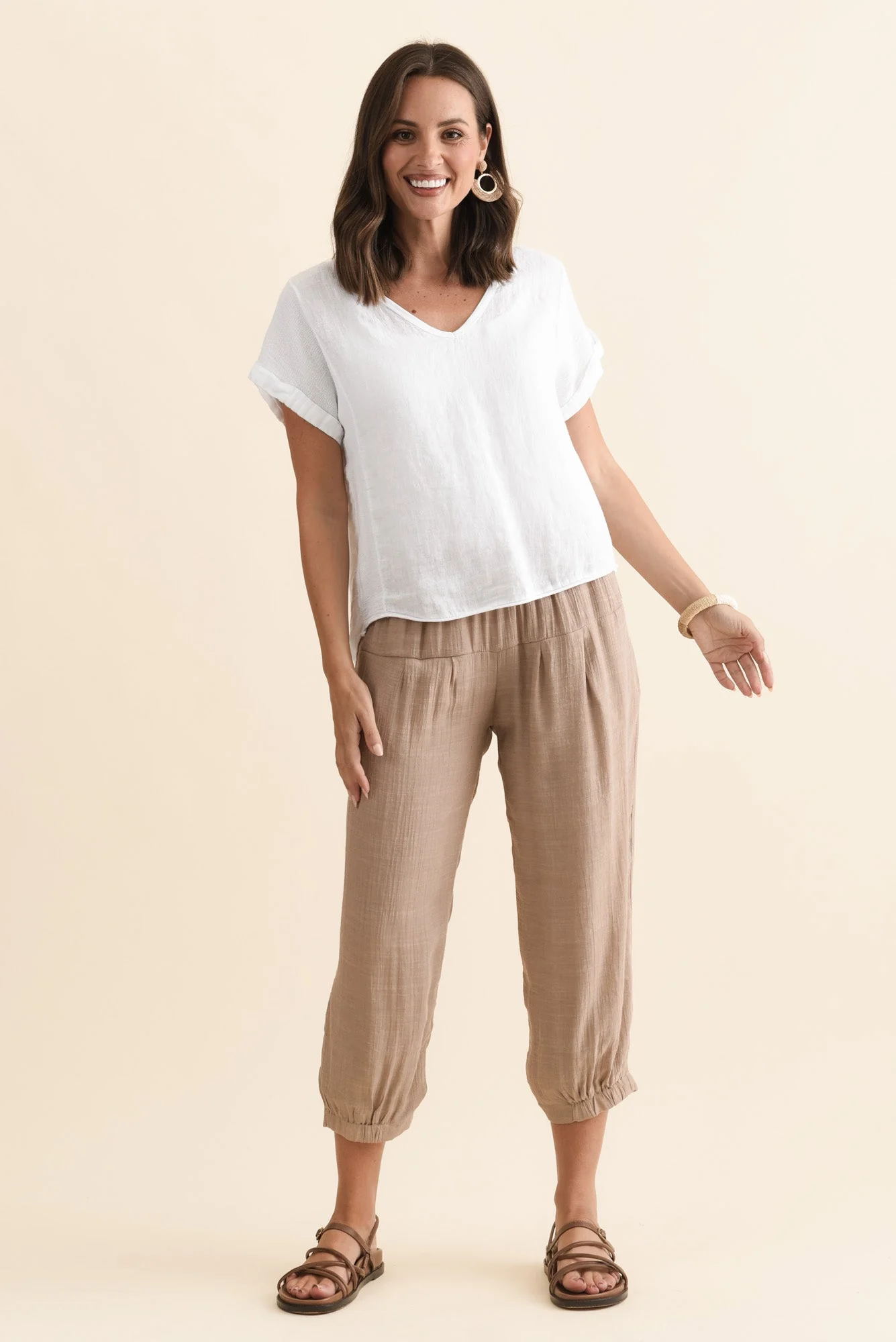 Harden Beige Cotton Blend Pants - Image 6