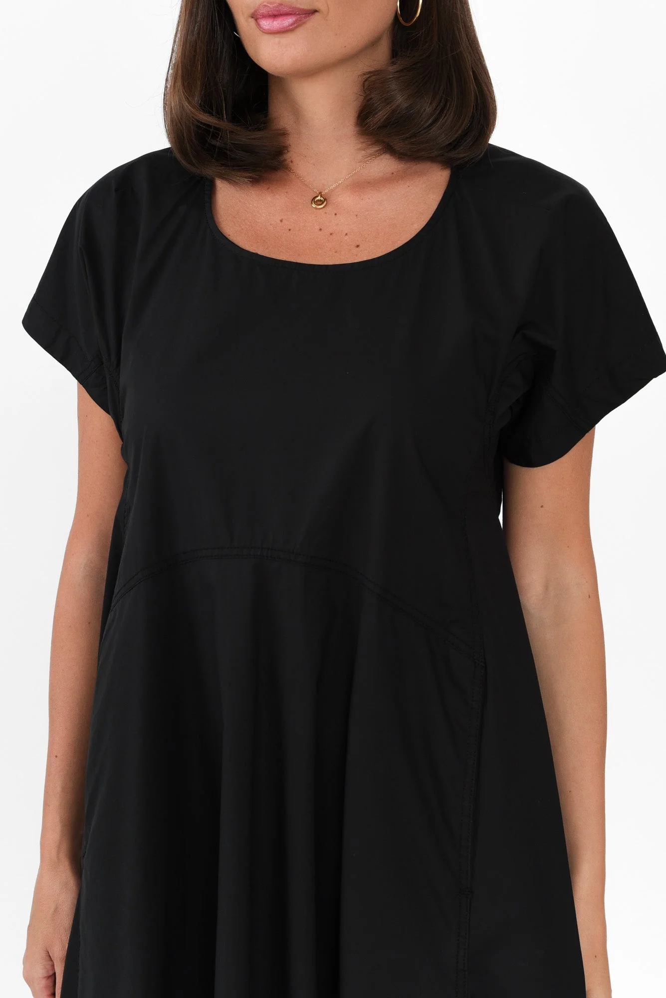 Harlyn Black Cotton Tulip Dress - Image 6