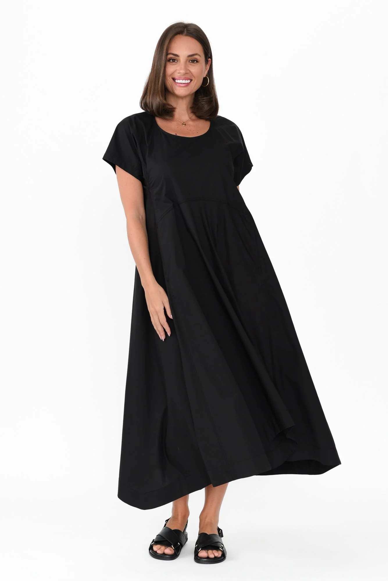 Harlyn Black Cotton Tulip Dress - Image 7