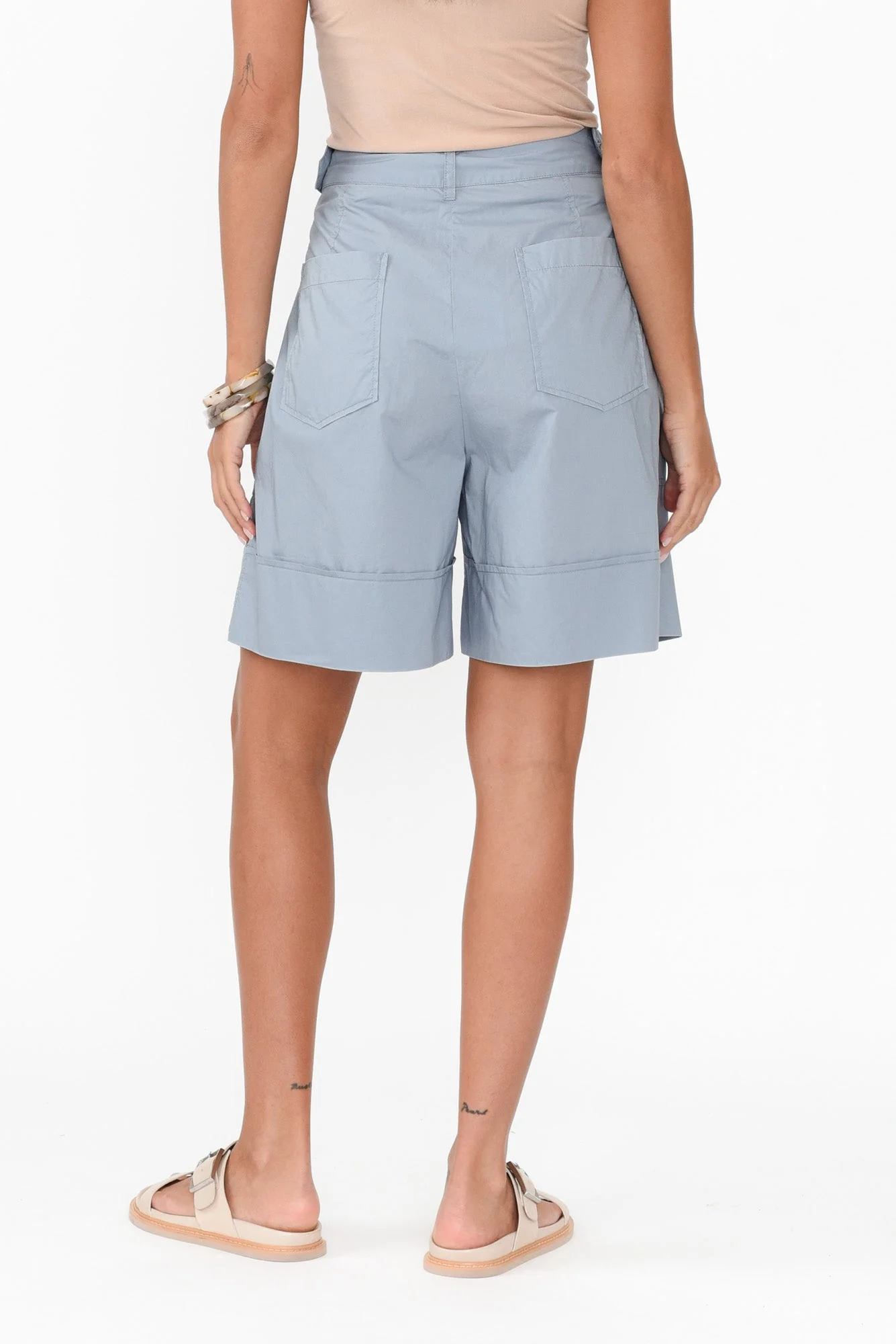Harlyn Light Blue Cotton Shorts - Image 5