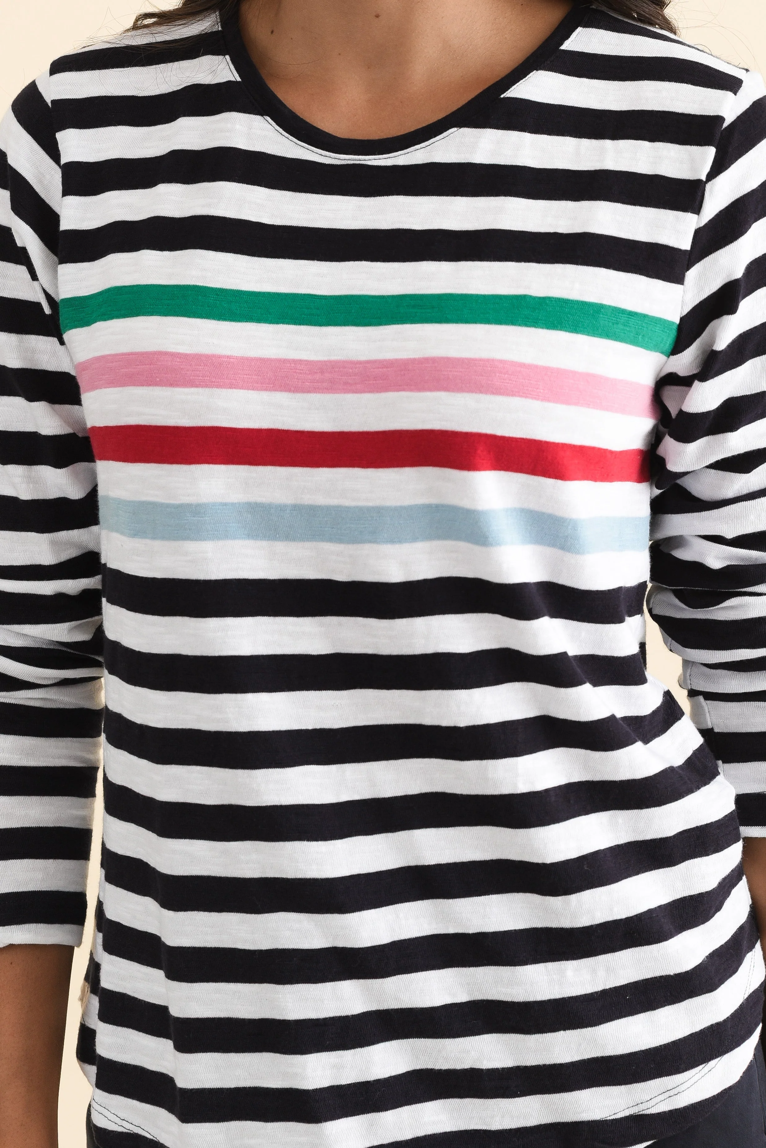 Harmony Navy Stripe Cotton Long Sleeve Tee - Image 5