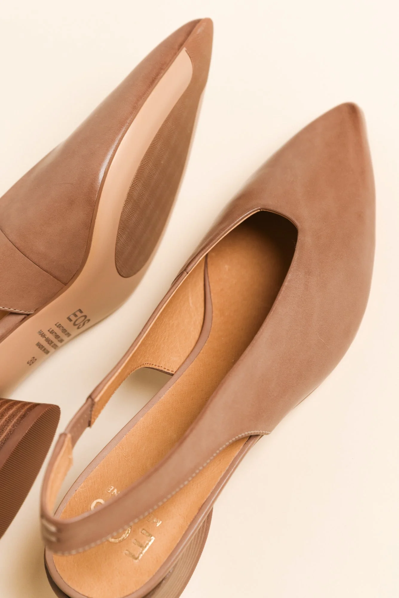 Hatti Taupe Leather Slingback Heel - Image 3