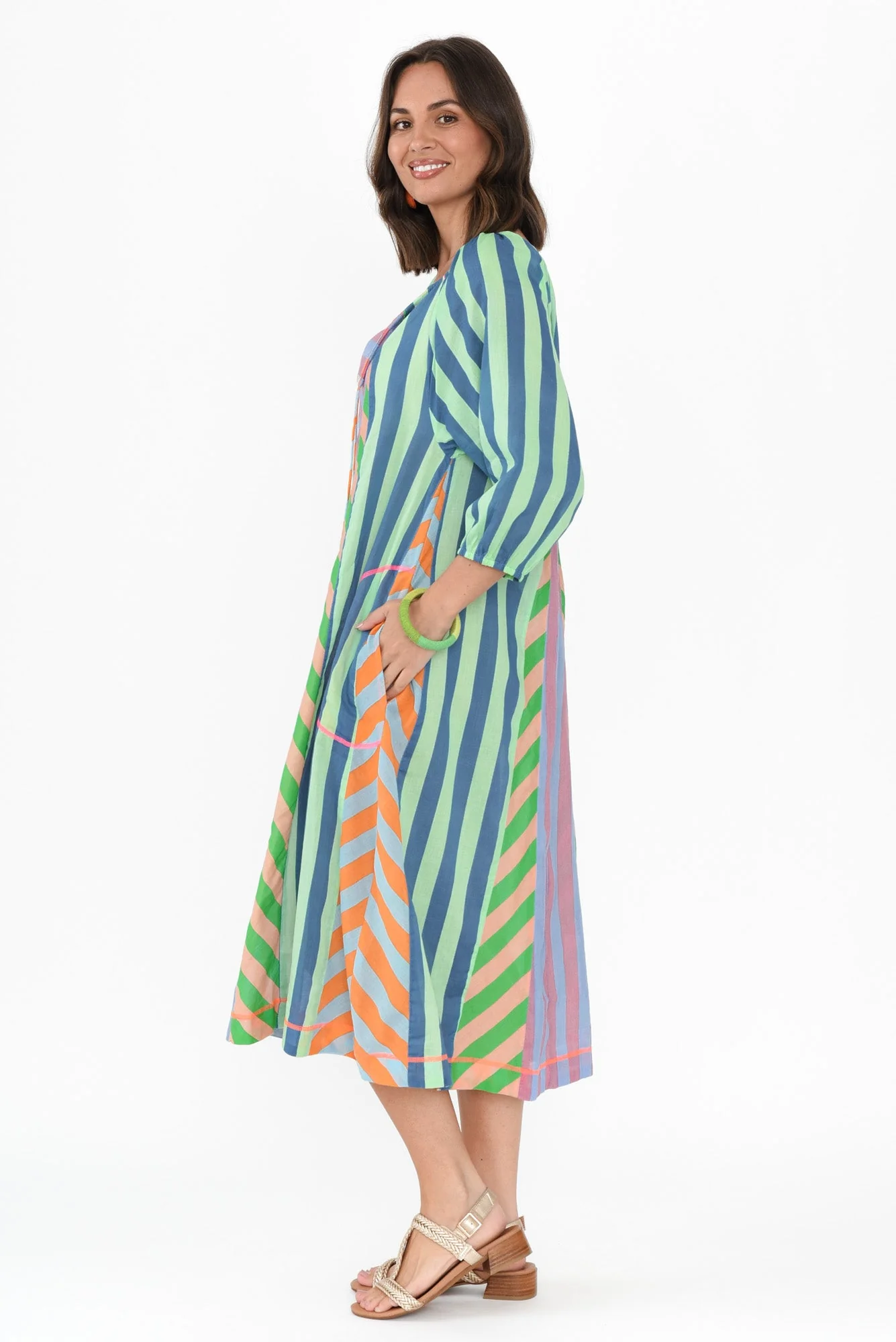 Hattie Blue Stripe Cotton Pocket Dress - Image 3