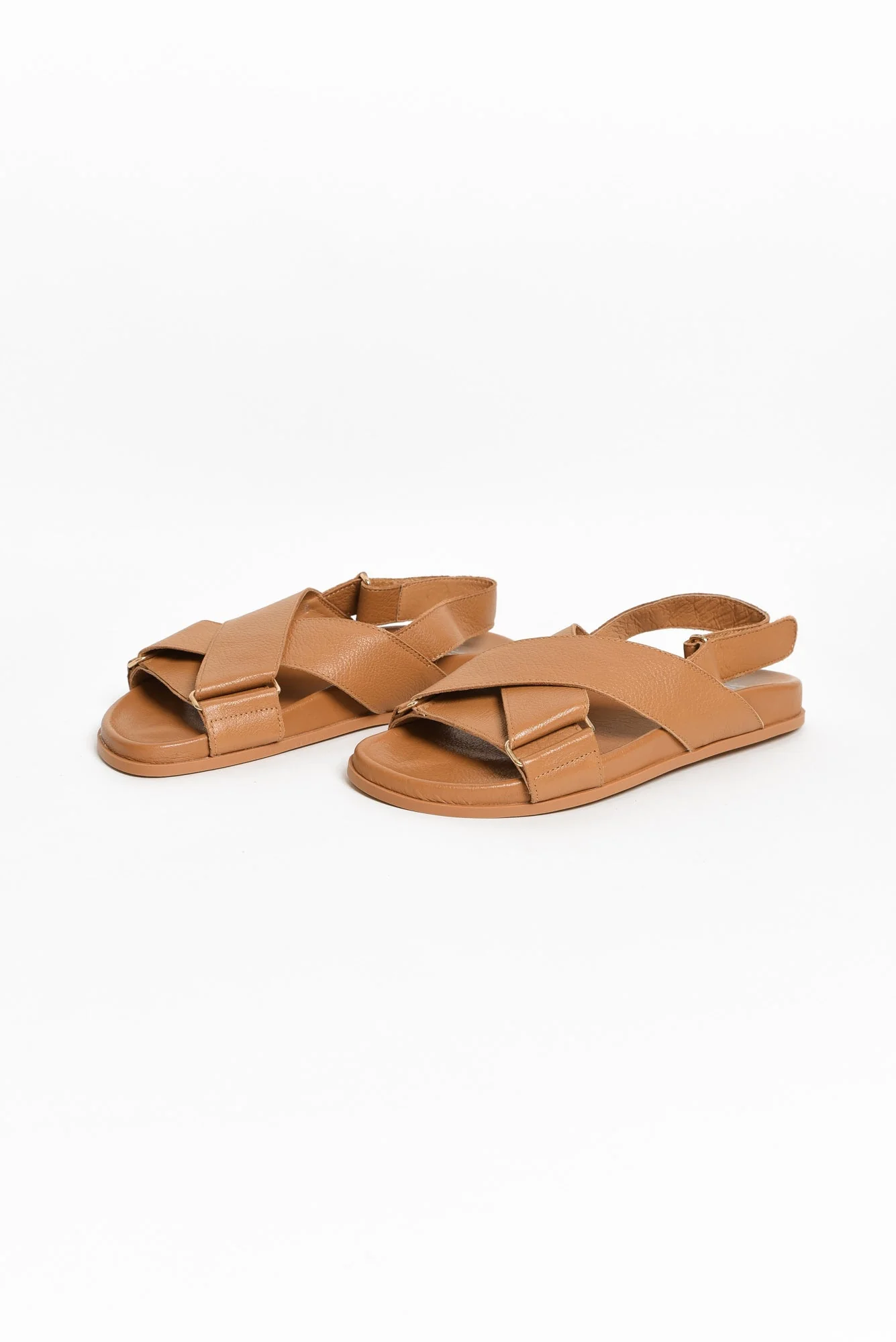 Haylow Tan Leather Crossover Sandal - Image 4