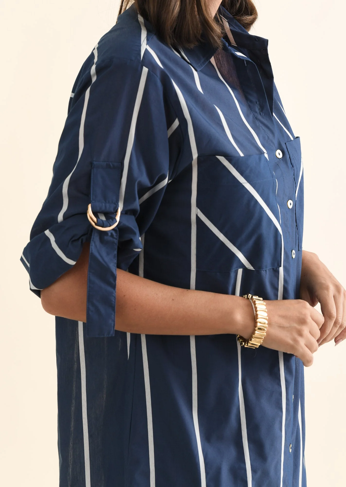 Hayman Navy Stripe Shirt Dress - Image 5