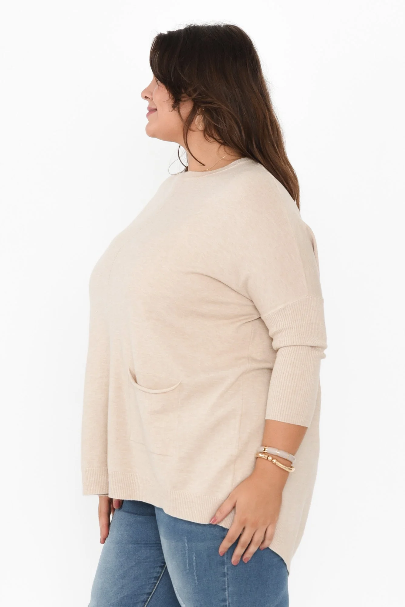 Helsinki Beige Knit Pocket Jumper - Image 14