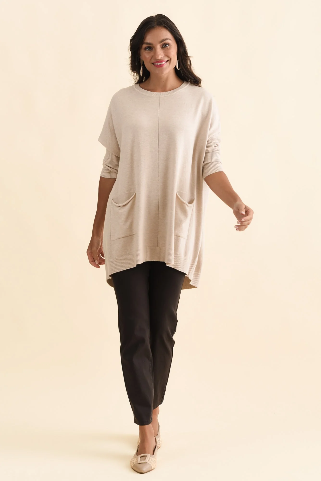 Helsinki Beige Knit Pocket Jumper - Image 7