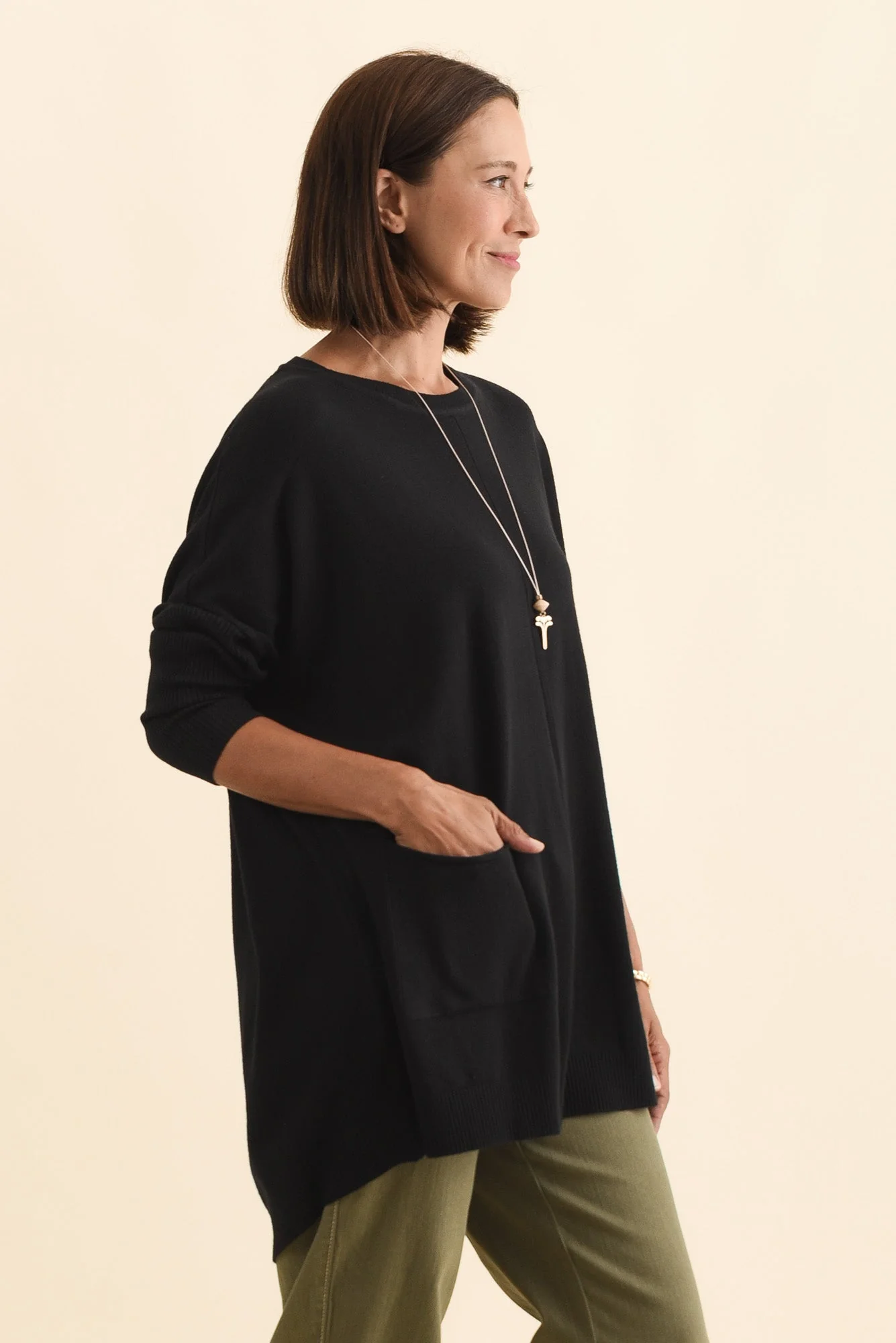 Helsinki Black Knit Pocket Jumper - Image 4