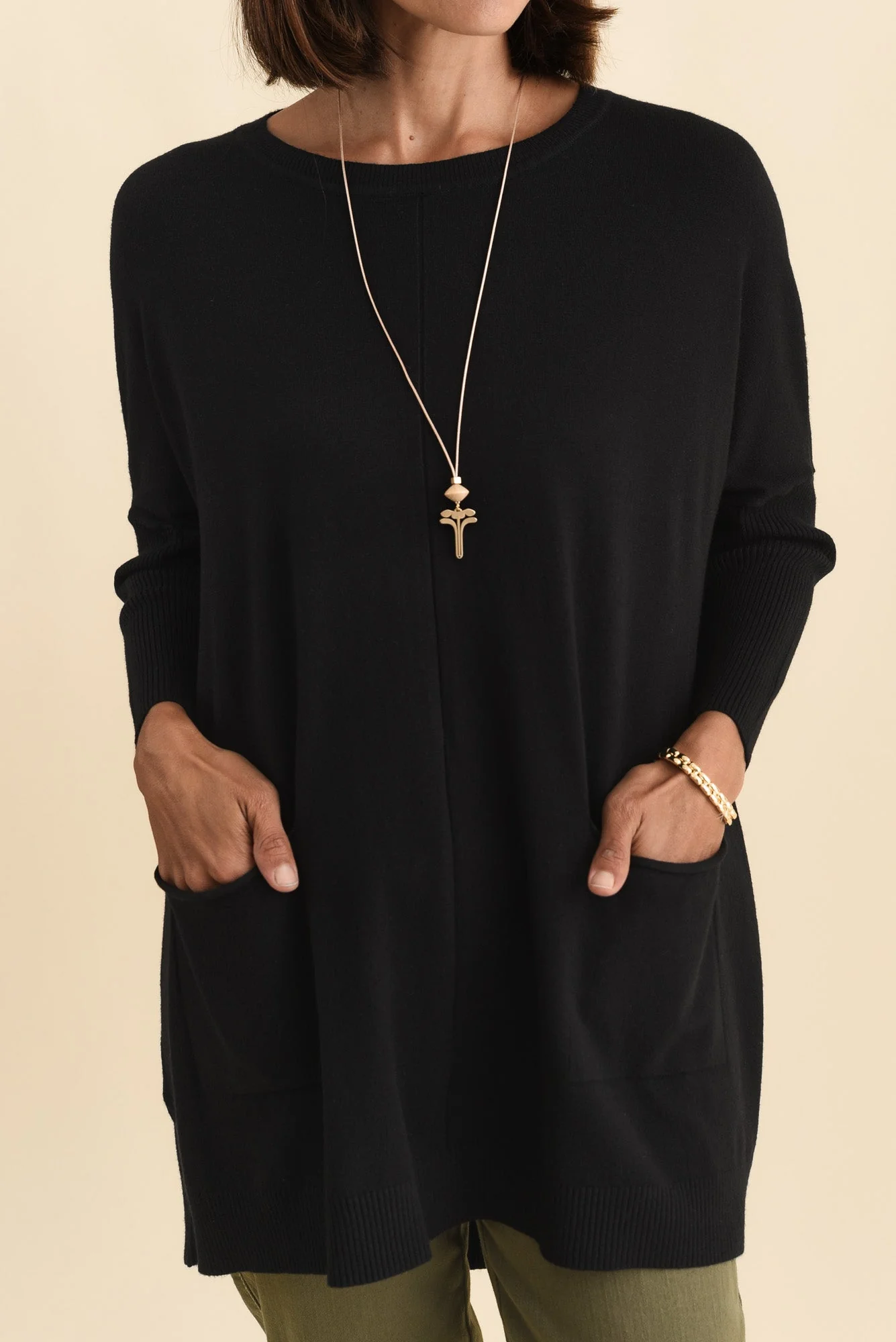 Helsinki Black Knit Pocket Jumper - Image 6