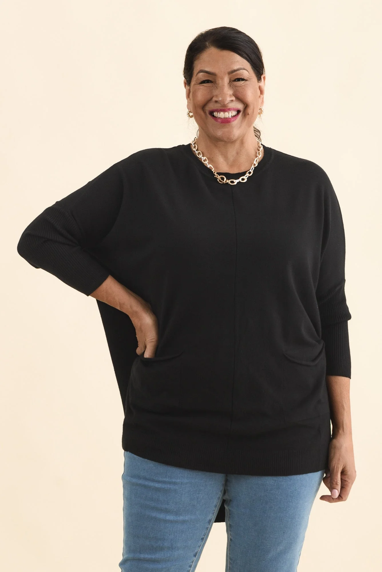 Helsinki Black Knit Pocket Jumper - Image 8