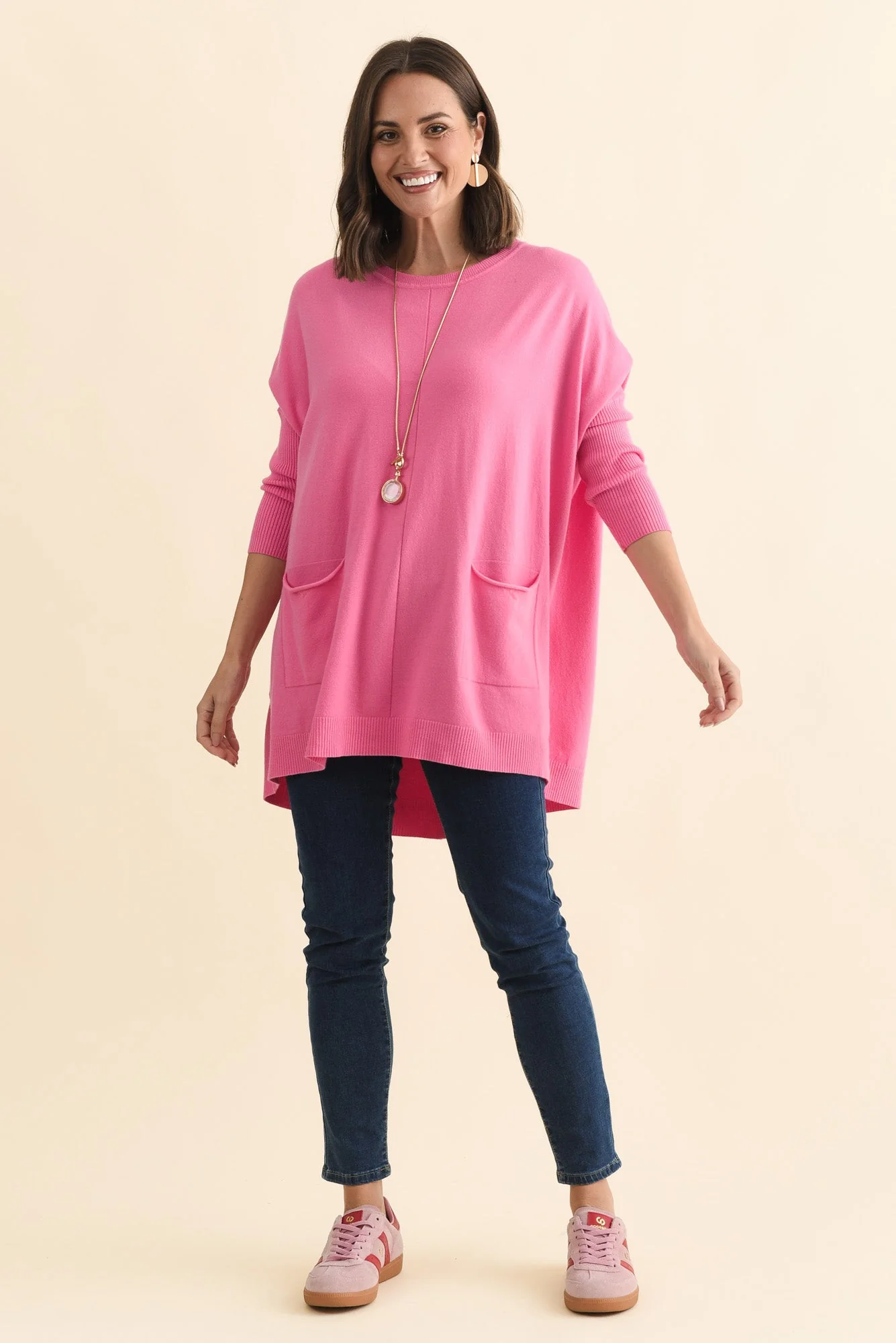Helsinki Hot Pink Knit Pocket Jumper - Image 3