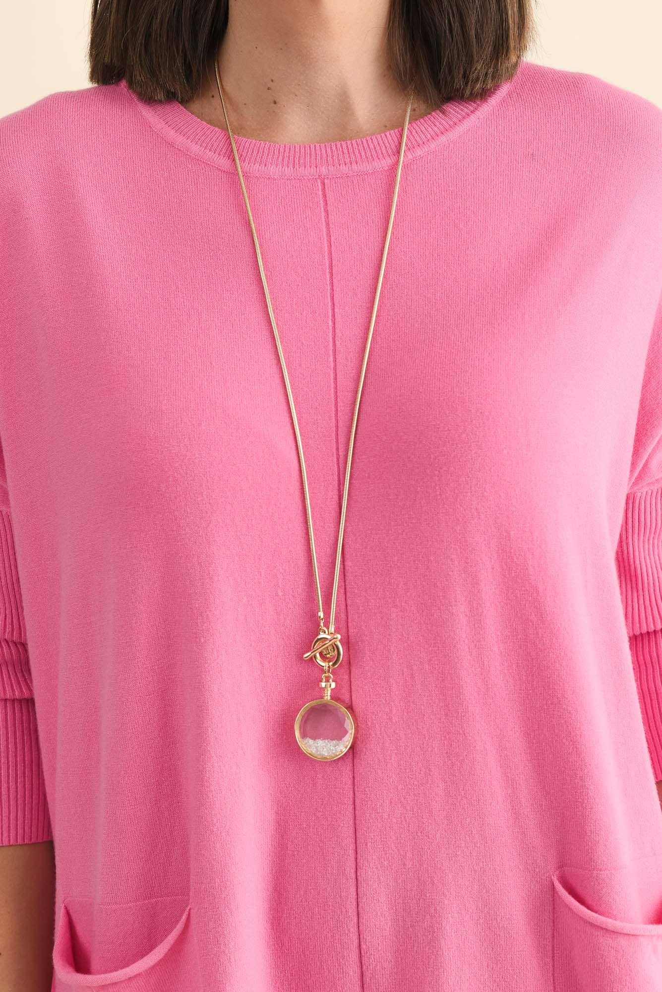 Helsinki Hot Pink Knit Pocket Jumper - Image 6