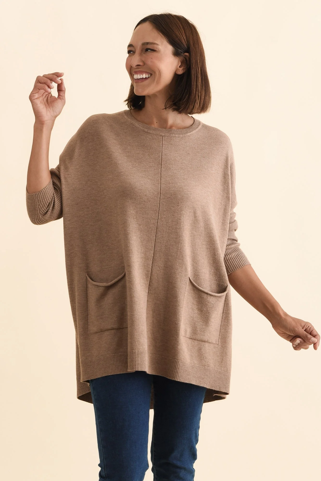 Helsinki Mocha Knit Pocket Jumper - Image 2