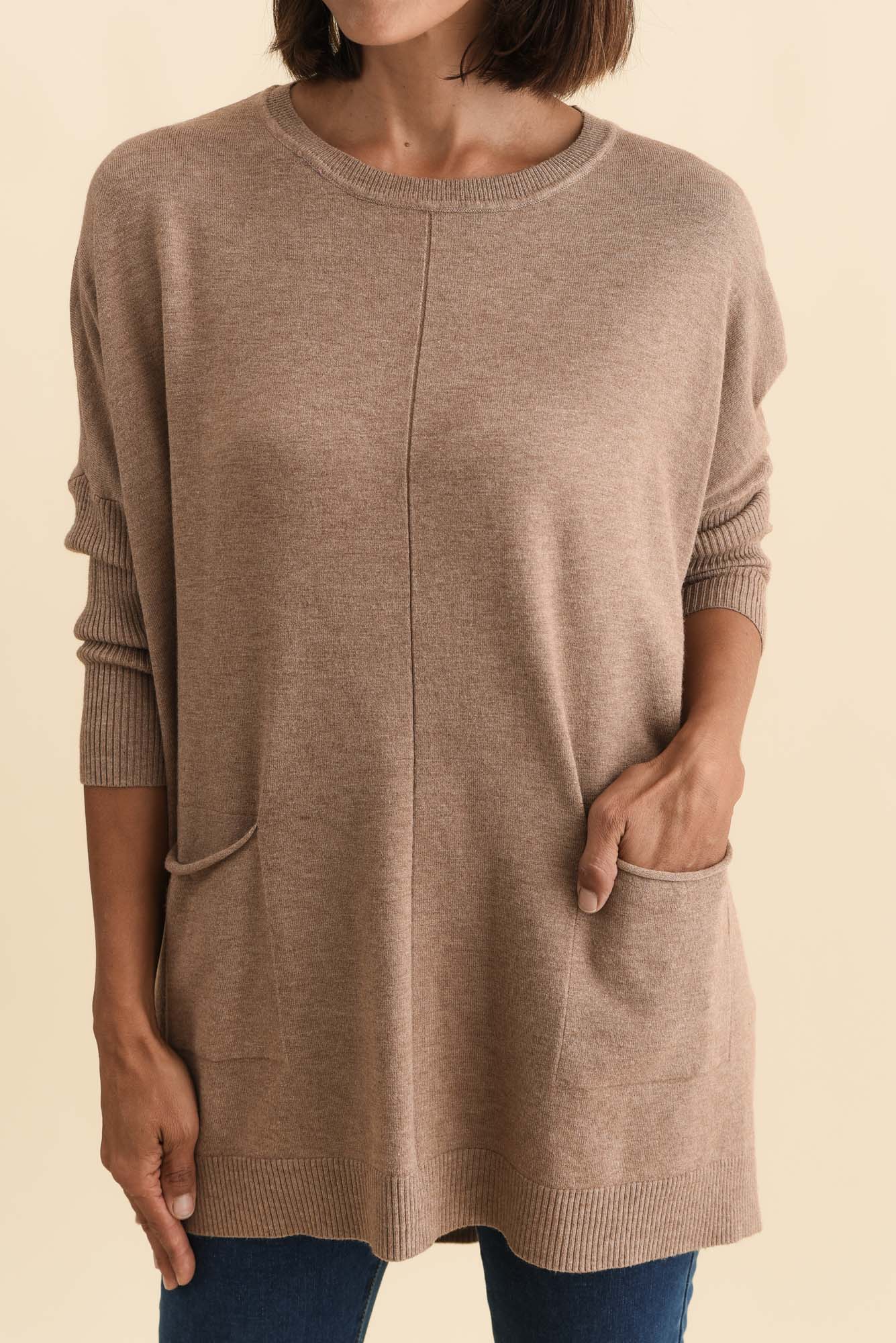 Helsinki Mocha Knit Pocket Jumper - Image 6