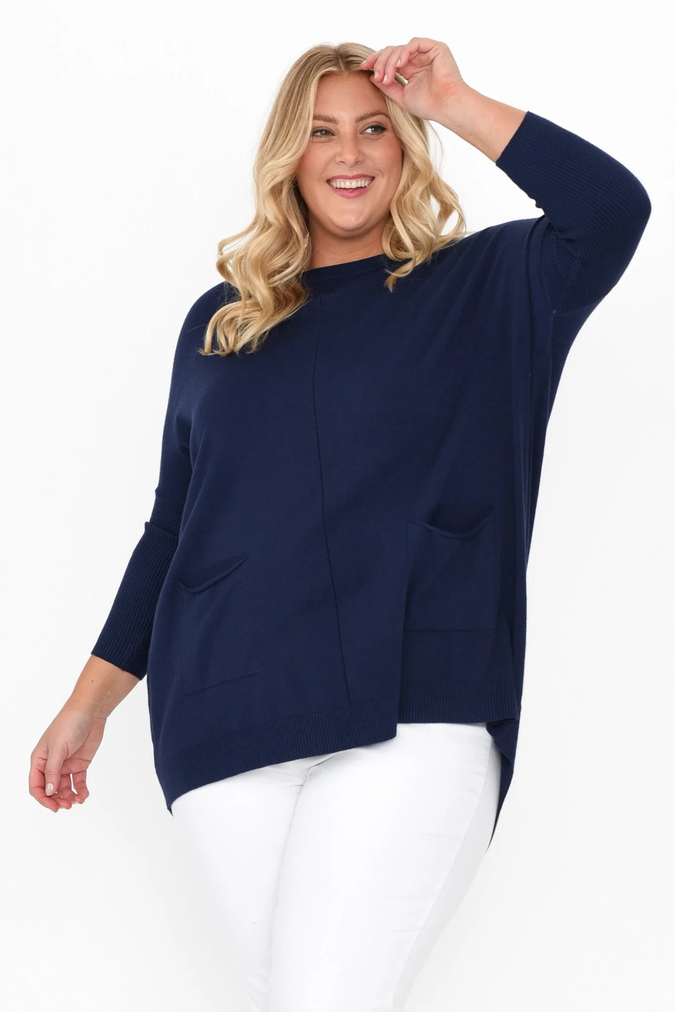 Helsinki Navy Knit Pocket Jumper - Image 12