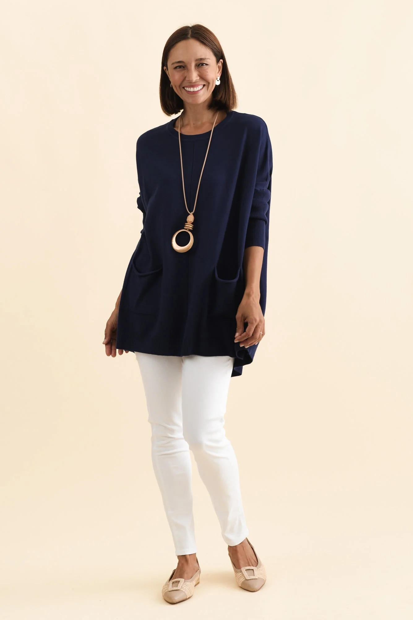 Helsinki Navy Knit Pocket Jumper - Image 3