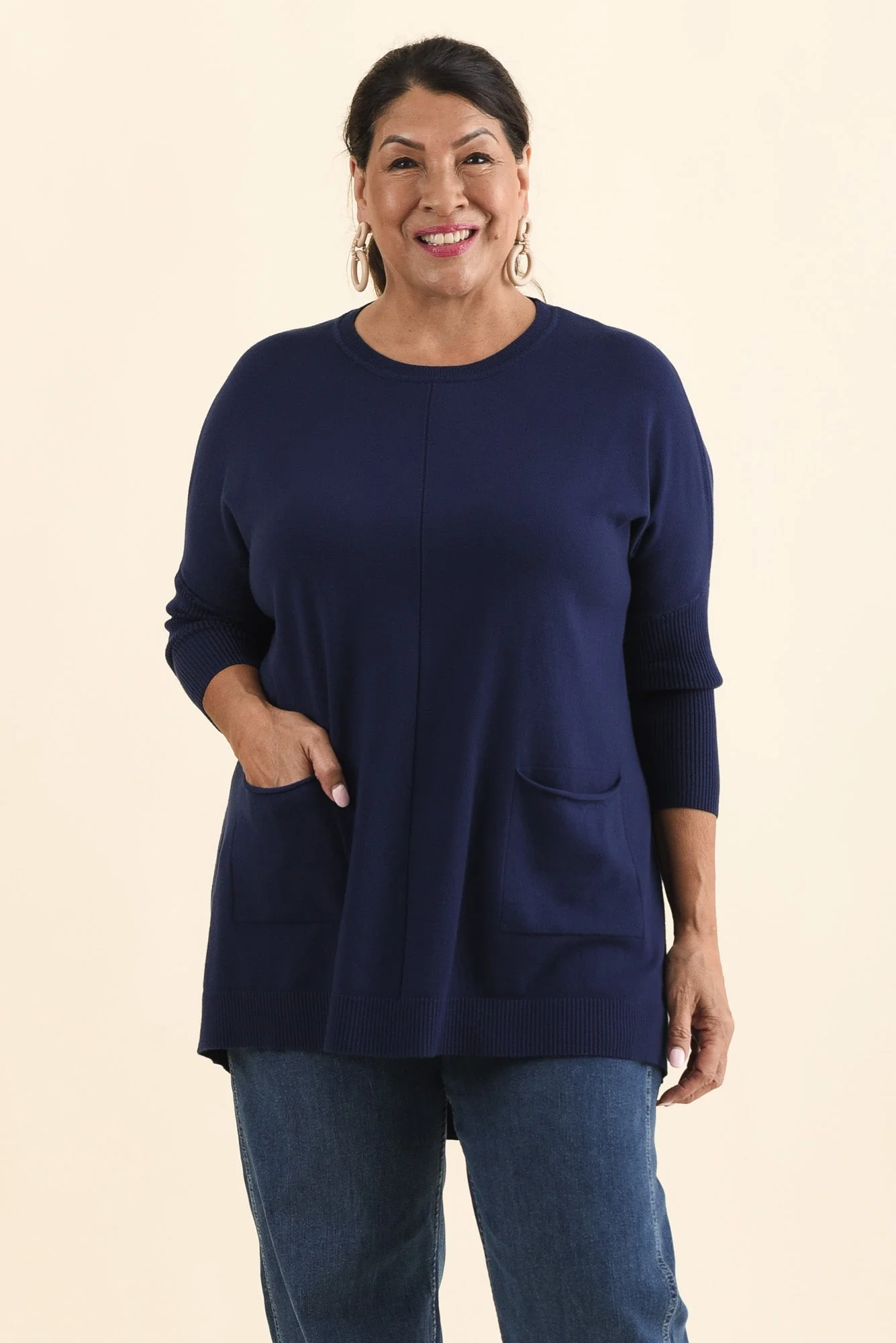 Helsinki Navy Knit Pocket Jumper - Image 8
