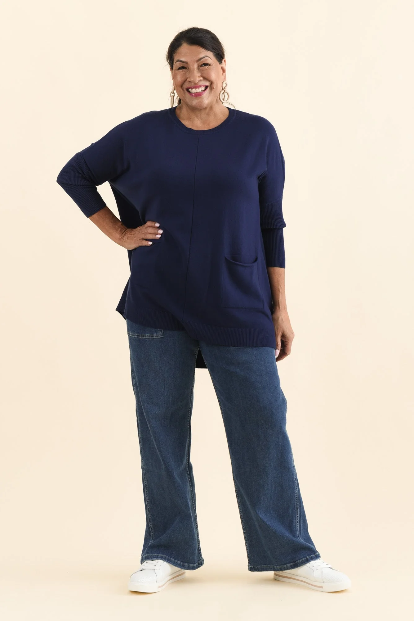Helsinki Navy Knit Pocket Jumper - Image 9