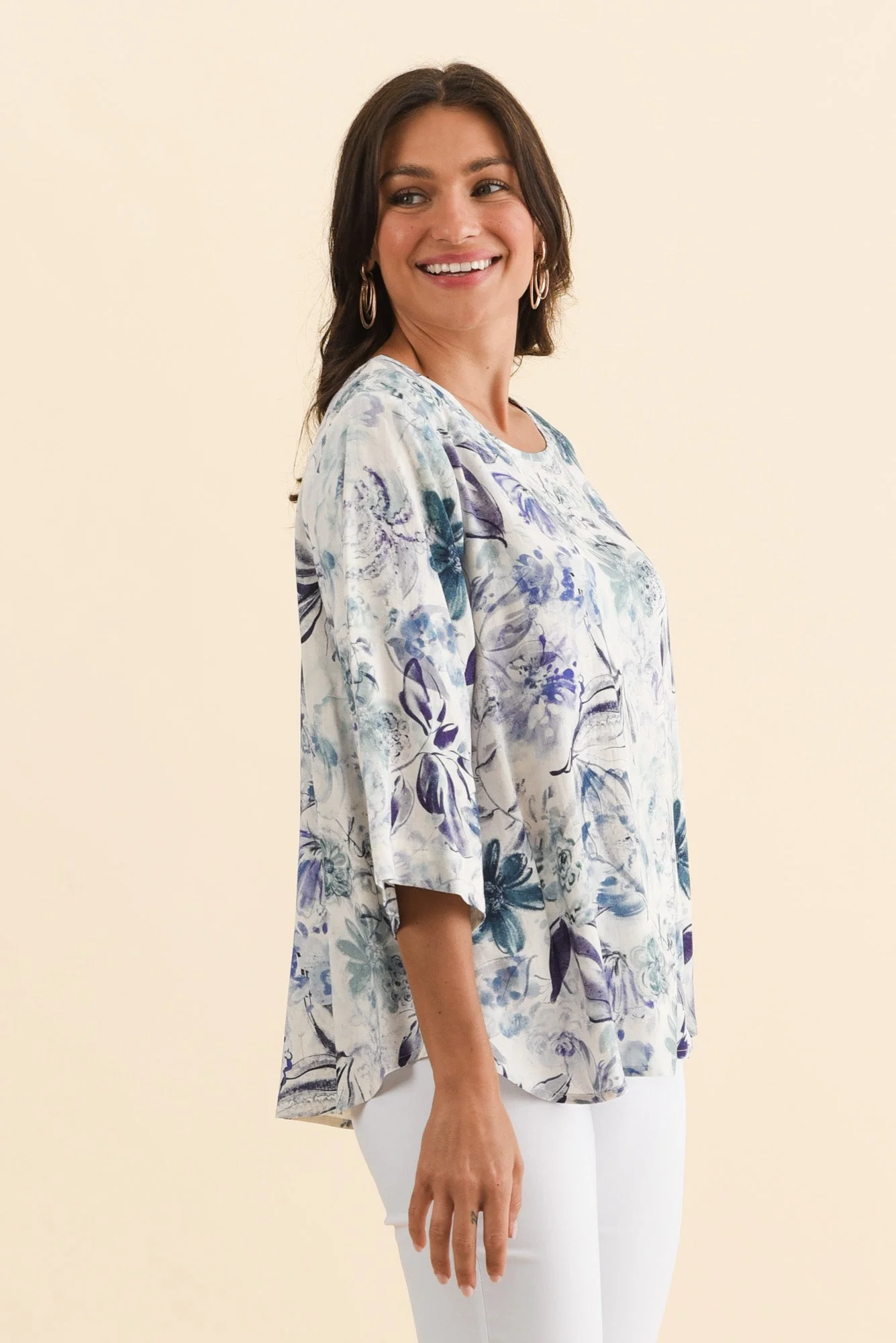 Hepburn Blue Garden Linen Blend Top - Image 3