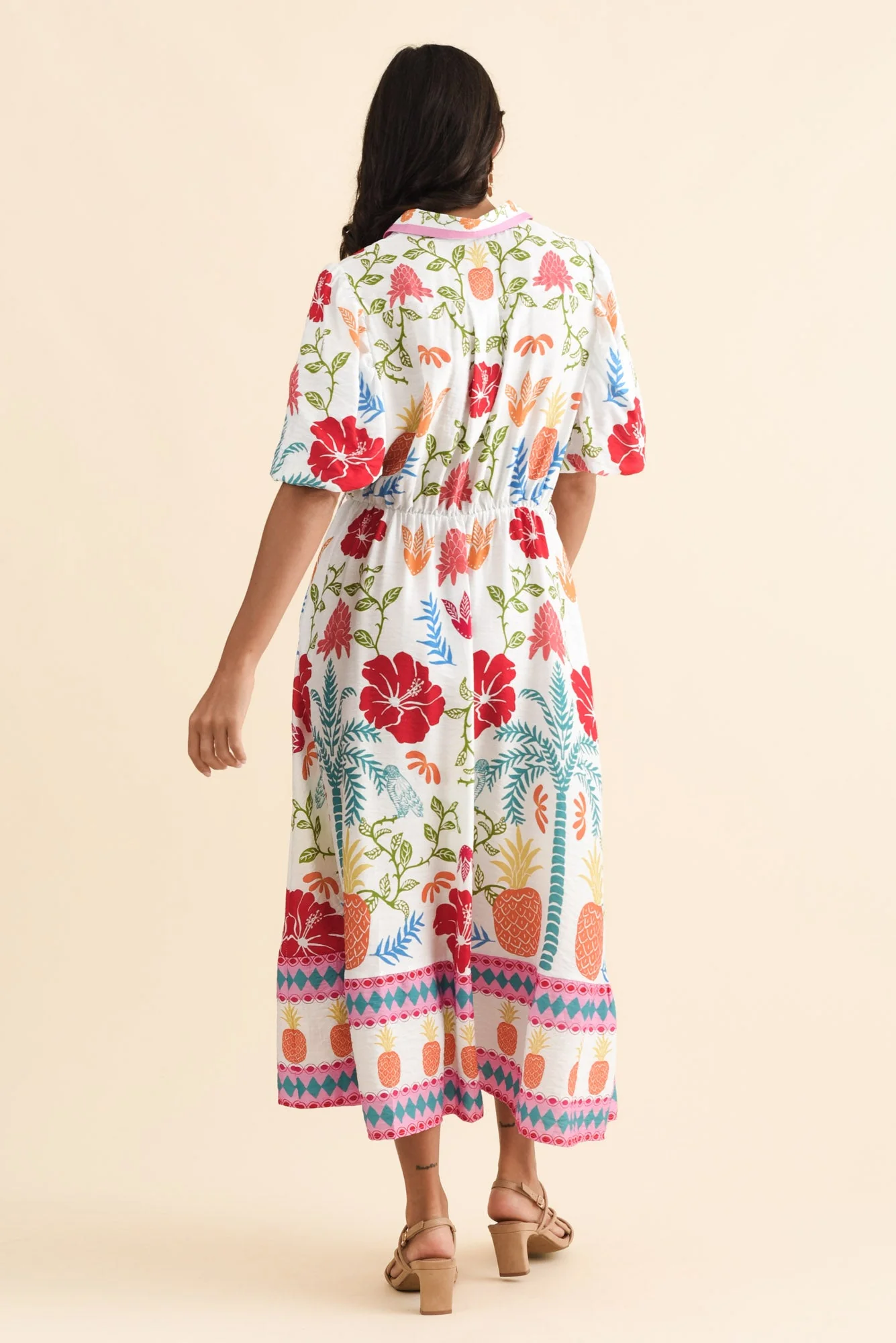 Hettie White Tropical Tie Dress - Image 4