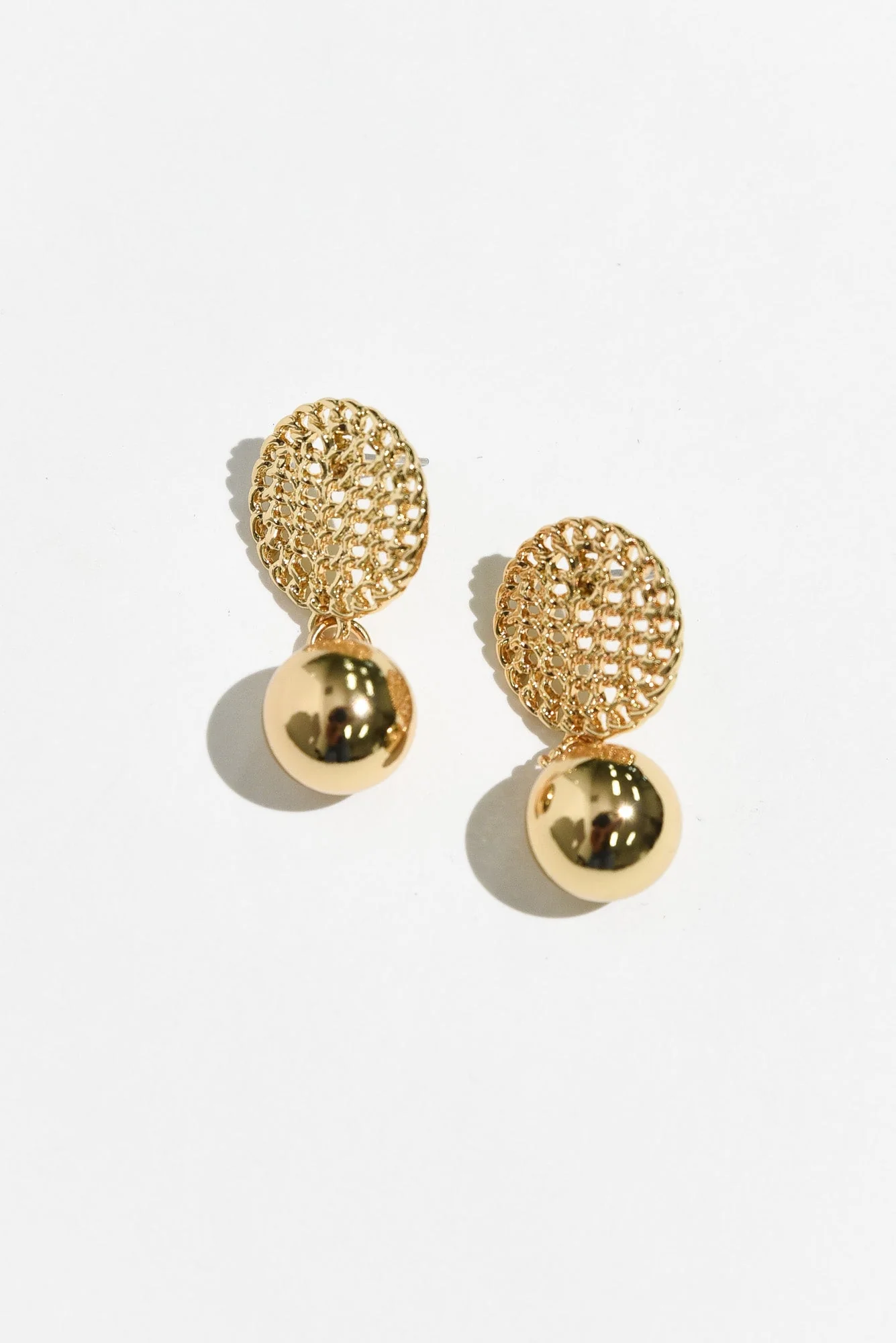 Hilma Gold Ball Drop Earrings