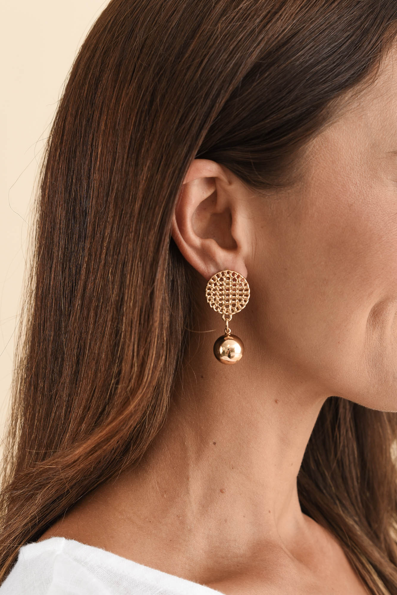 Hilma Gold Ball Drop Earrings - Image 2