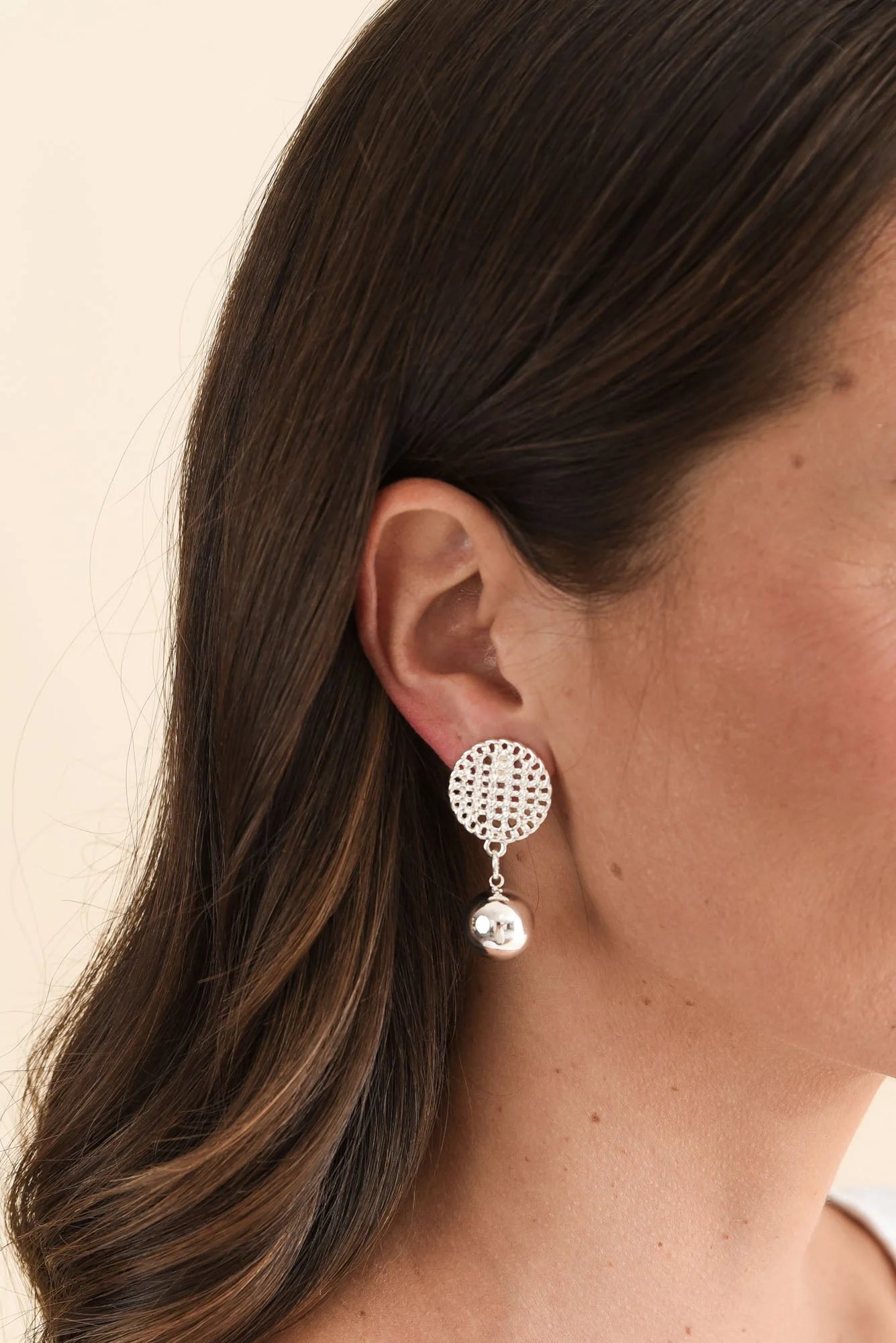 Hilma Silver Ball Drop Earrings - Image 2