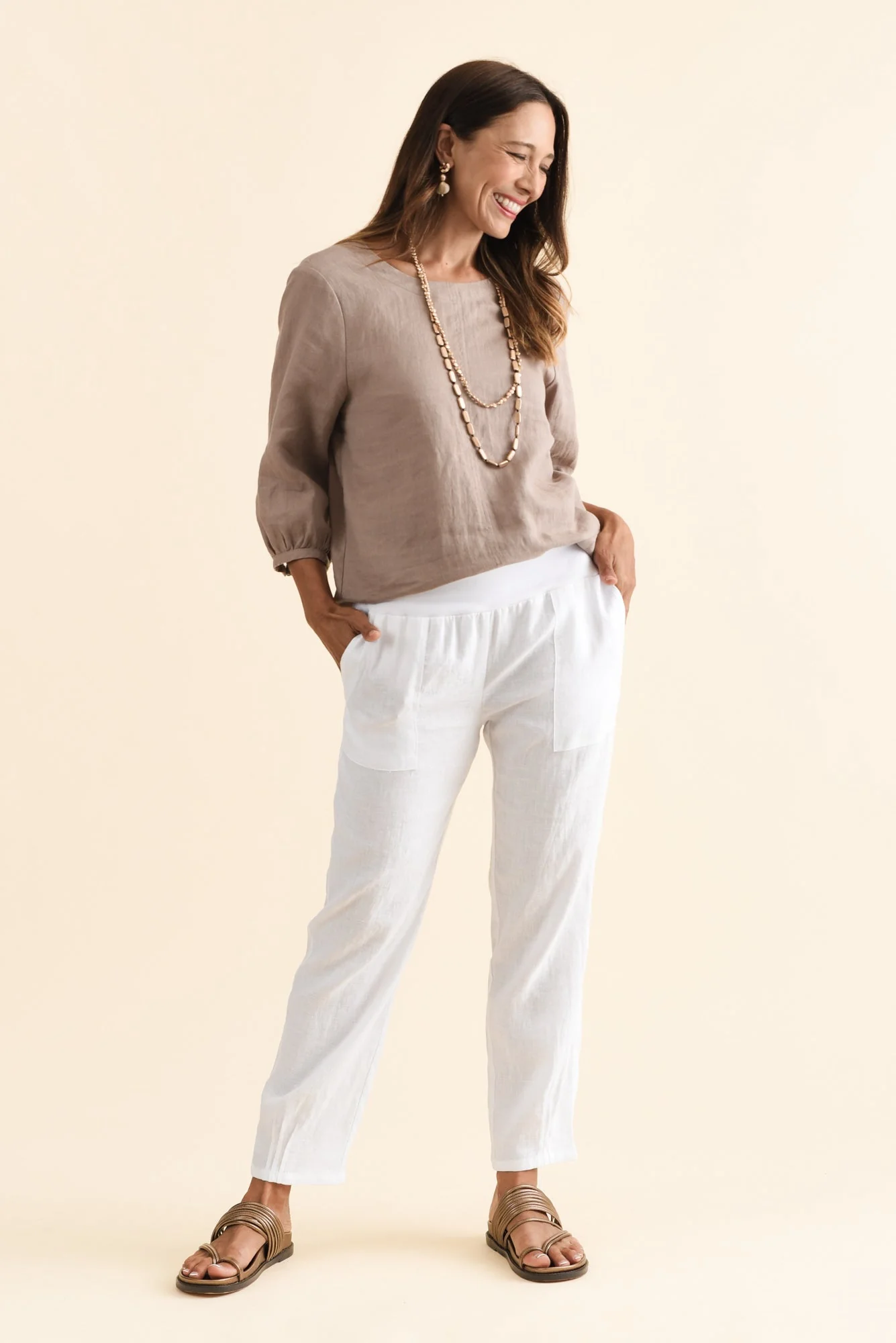 Hudson White Linen Pocket Pants - Image 6