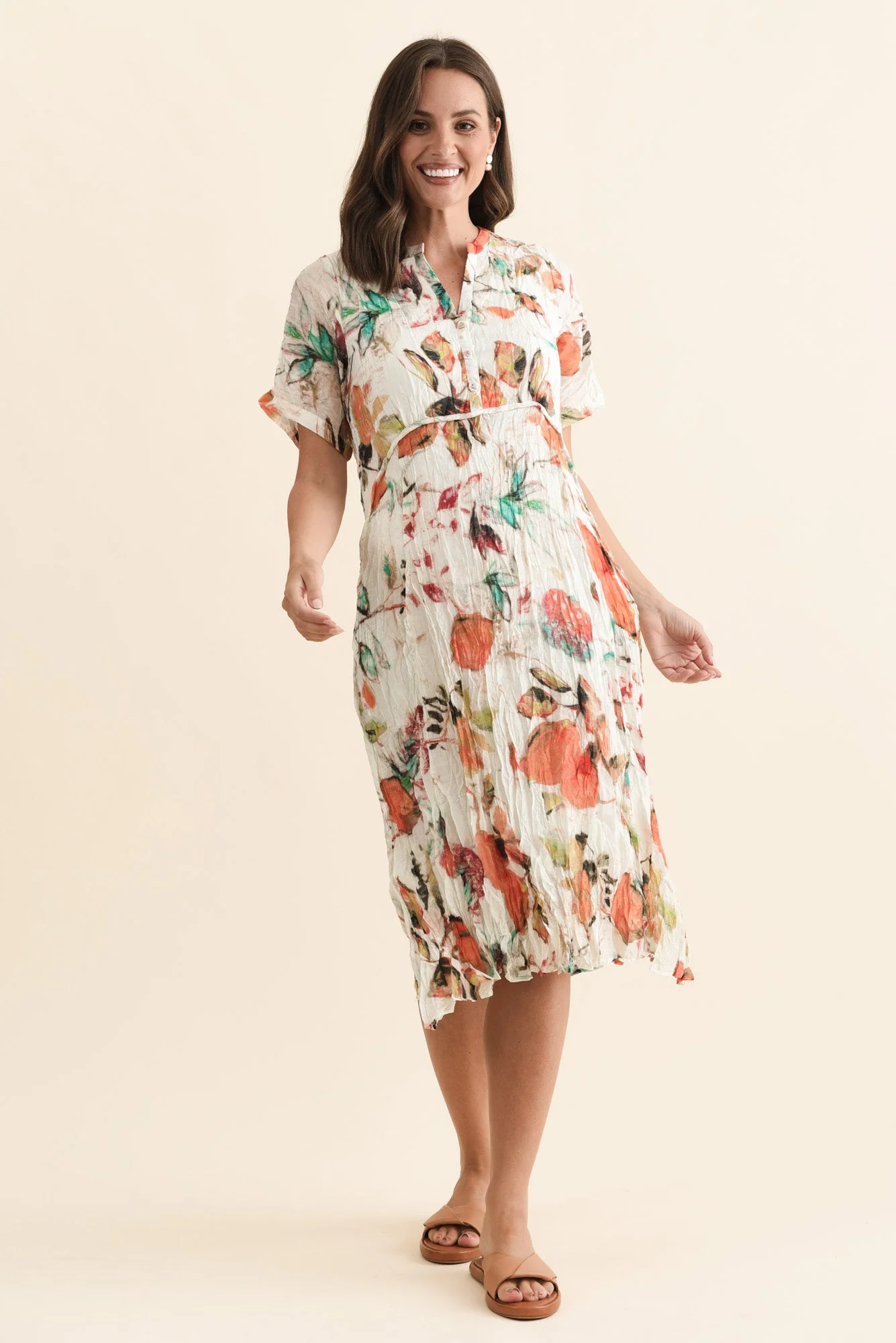 Idalina Orange Harvest Pocket Dress