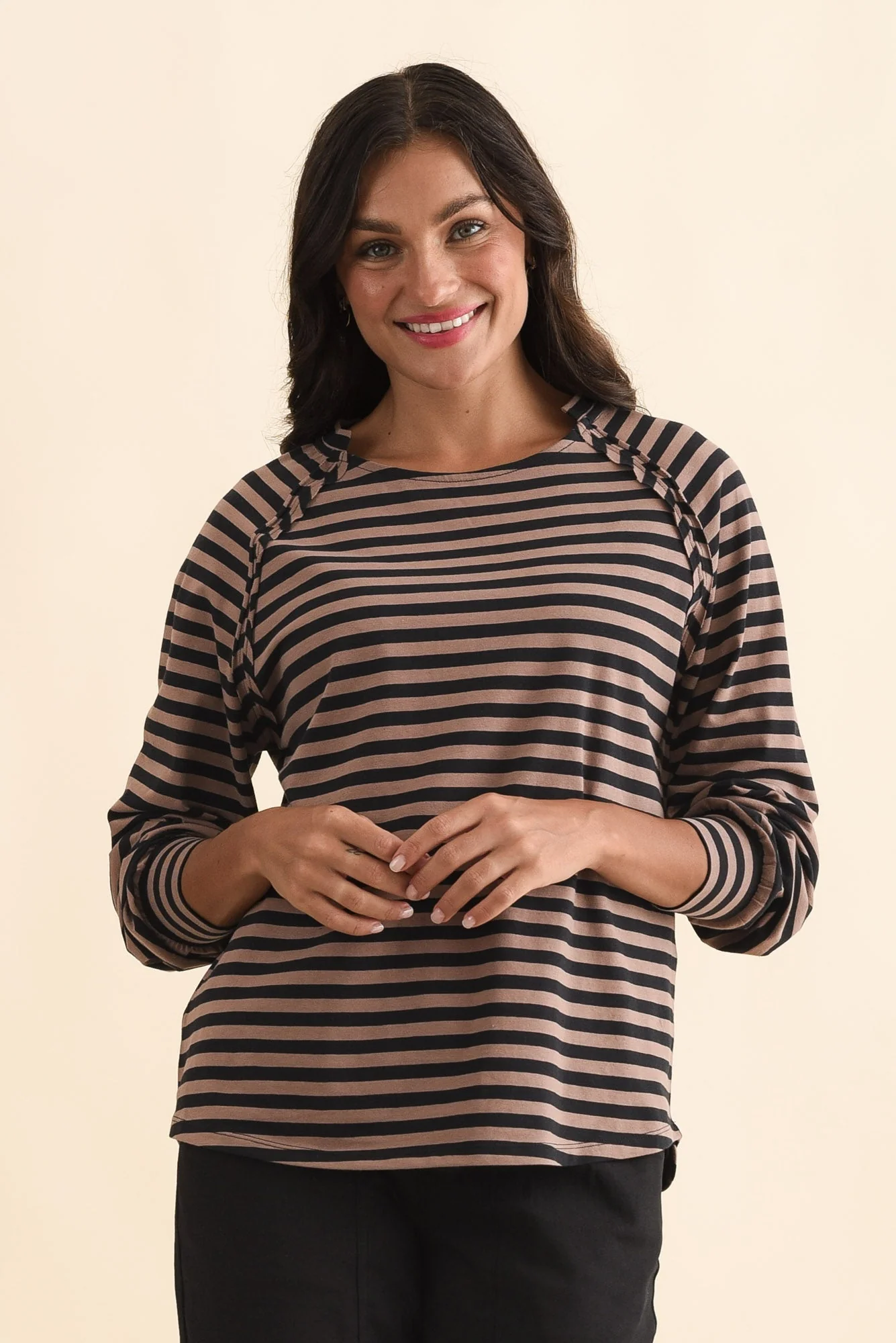 Indie Brown Stripe Cotton Long Sleeve Tee