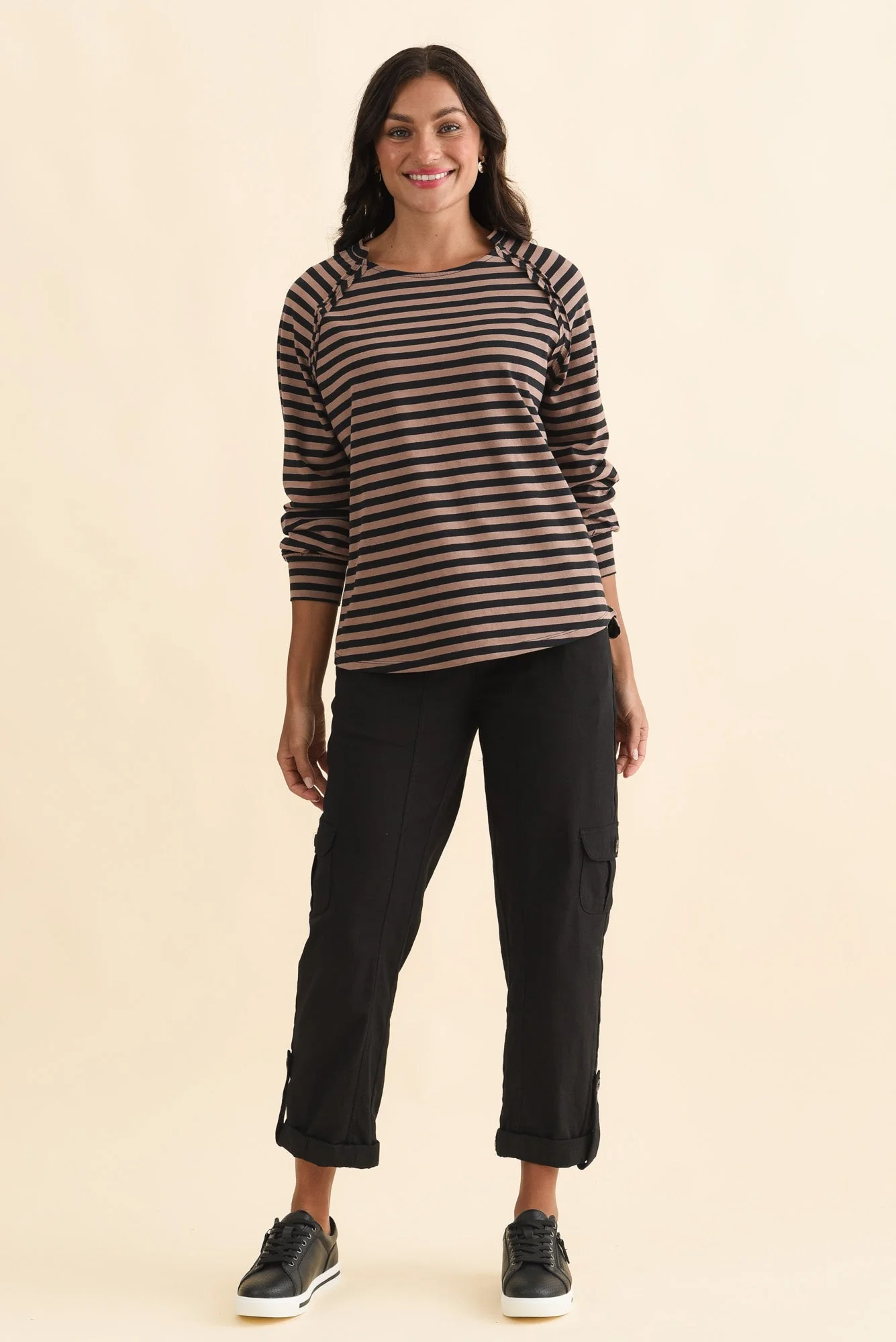Indie Brown Stripe Cotton Long Sleeve Tee - Image 6