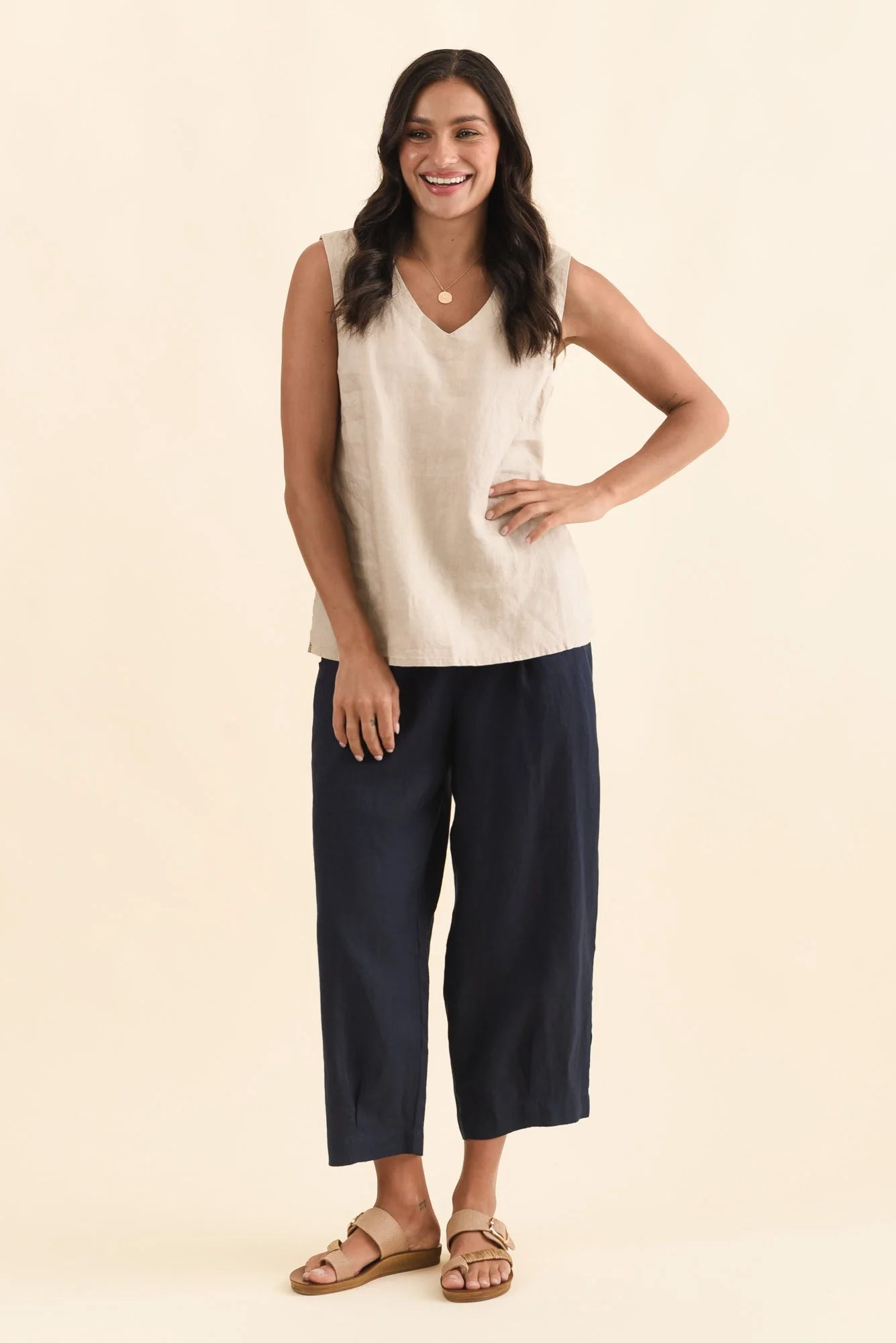 Inez Beige Linen Tank - Image 3