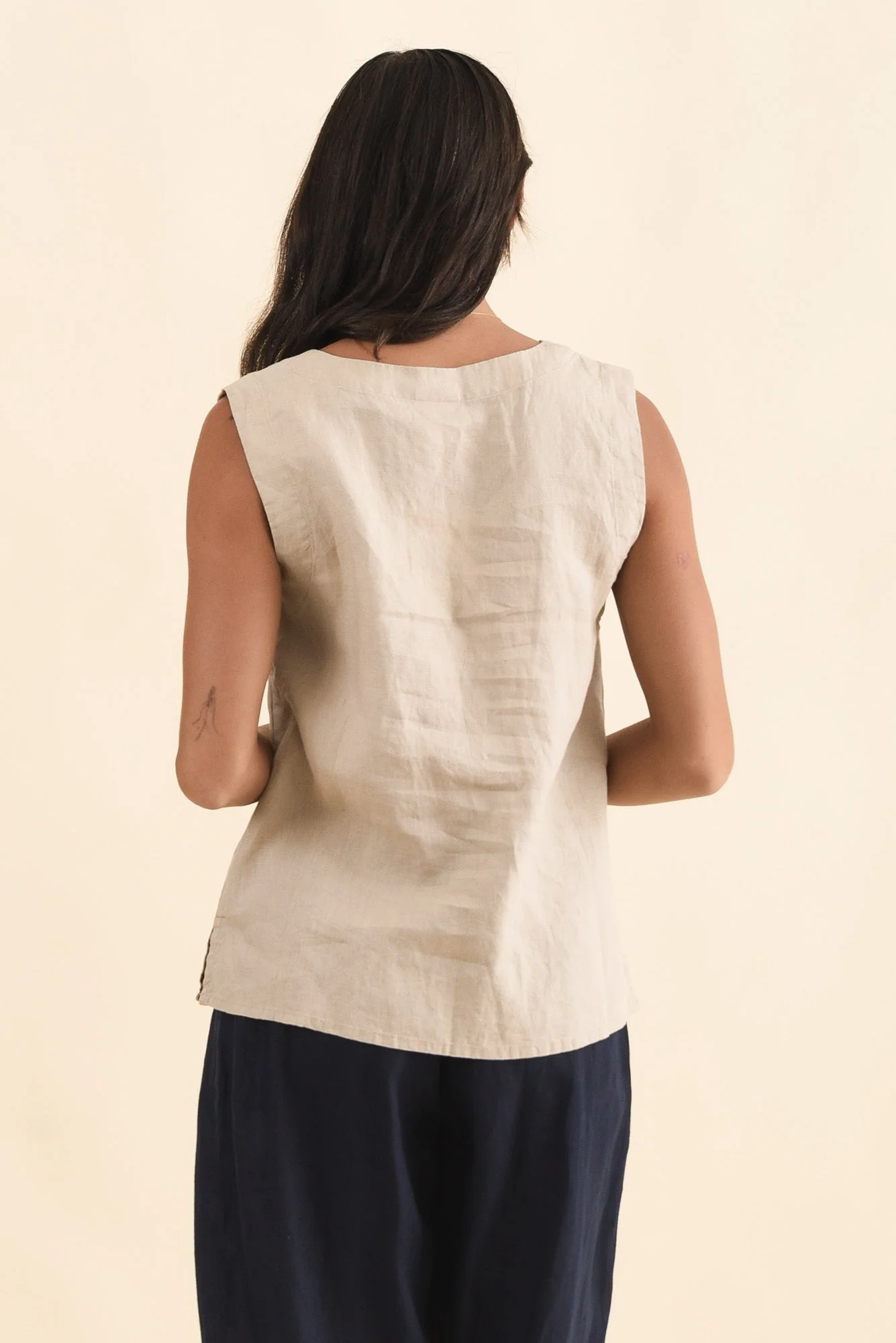 Inez Beige Linen Tank - Image 5
