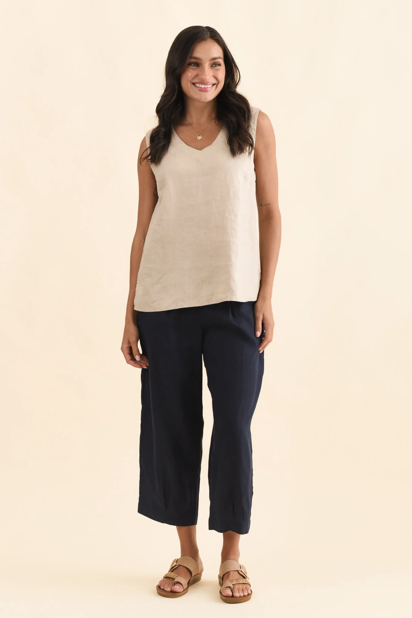 Inez Beige Linen Tank - Image 7