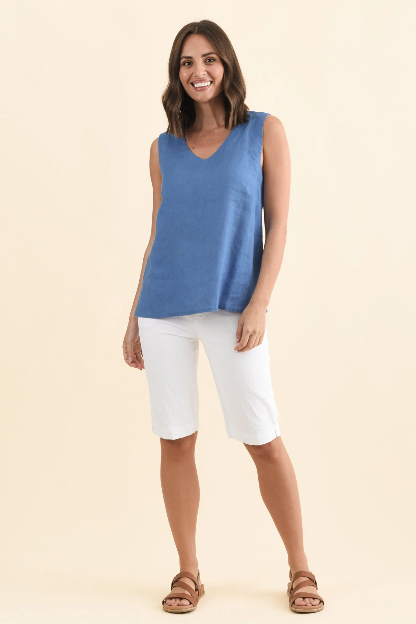 Inez Blue Linen Tank - Image 6
