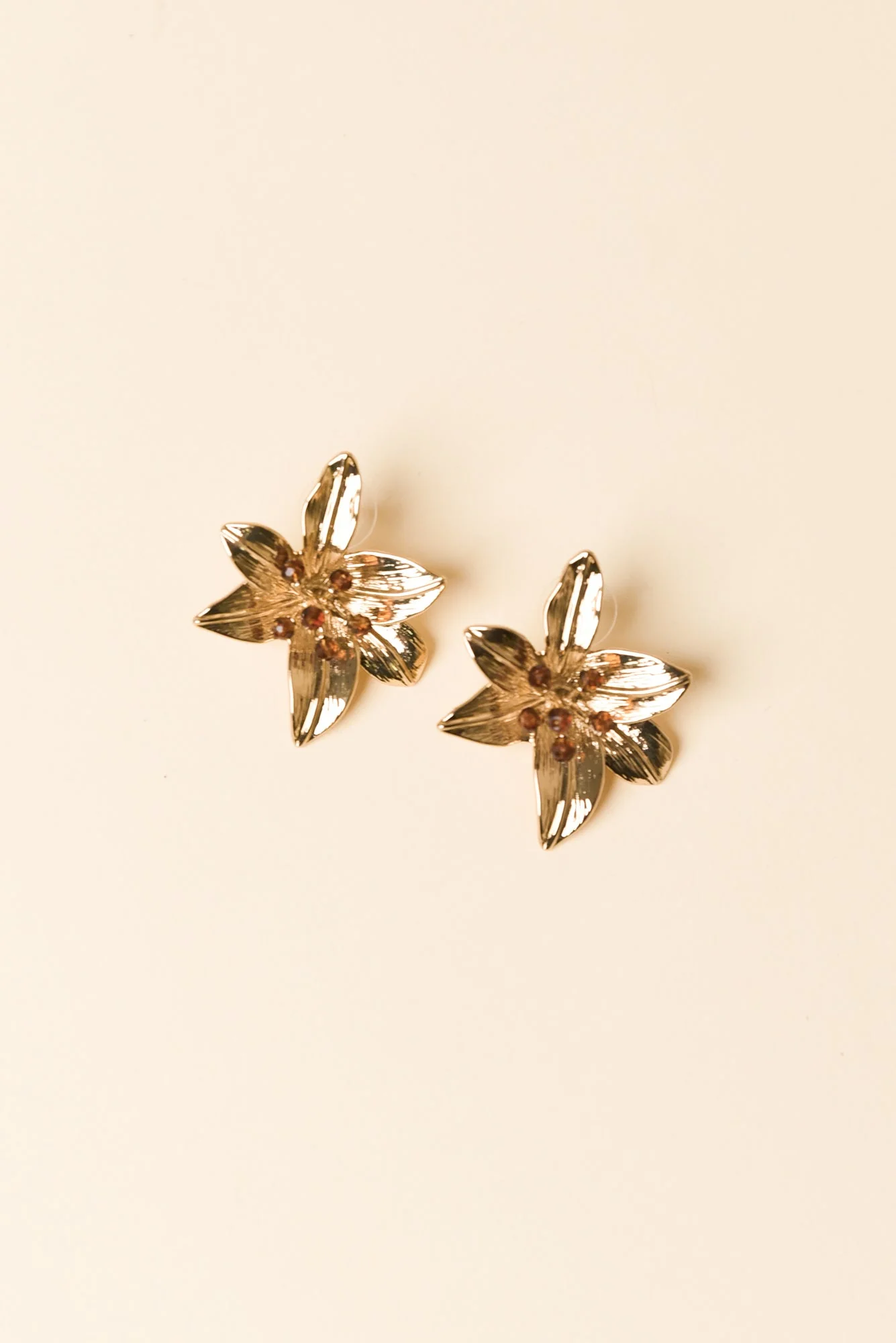 Iris Gold Flower Earrings