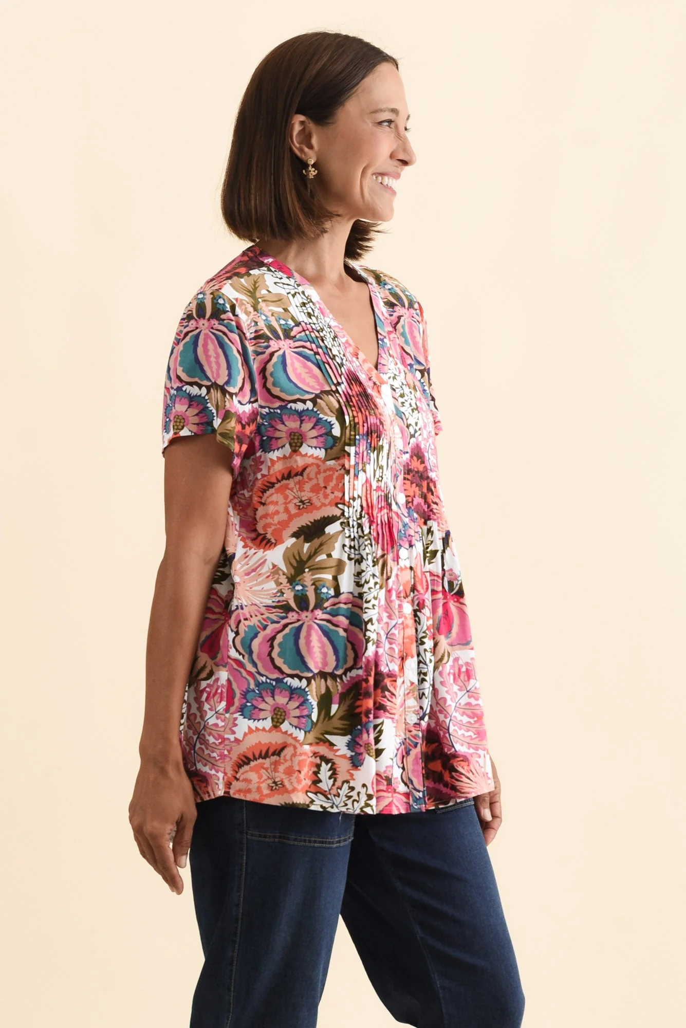 Isobel Pink Garden Button Top - Image 4