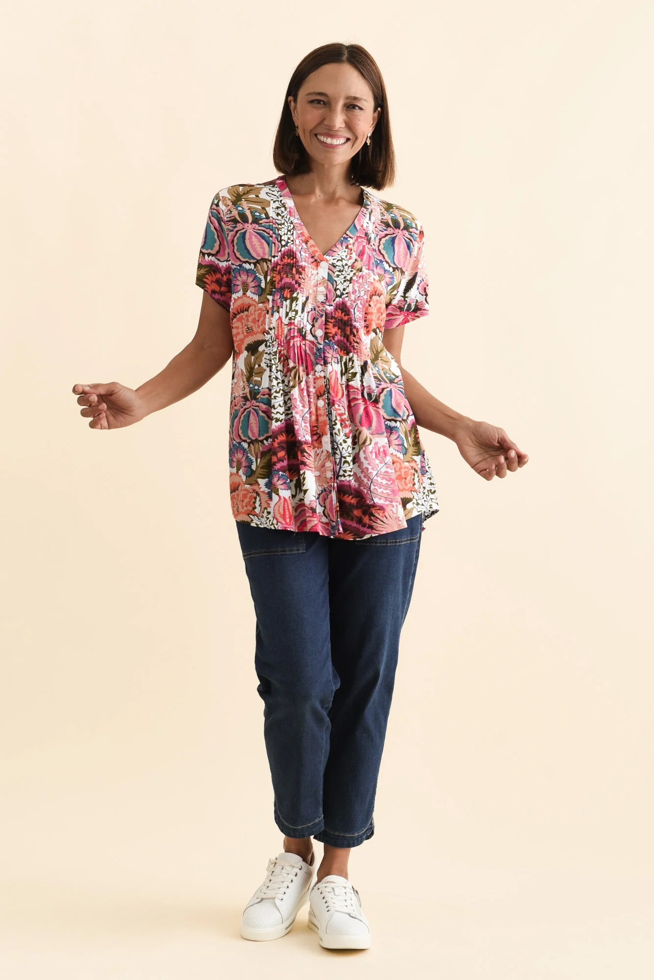 Isobel Pink Garden Button Top - Image 7