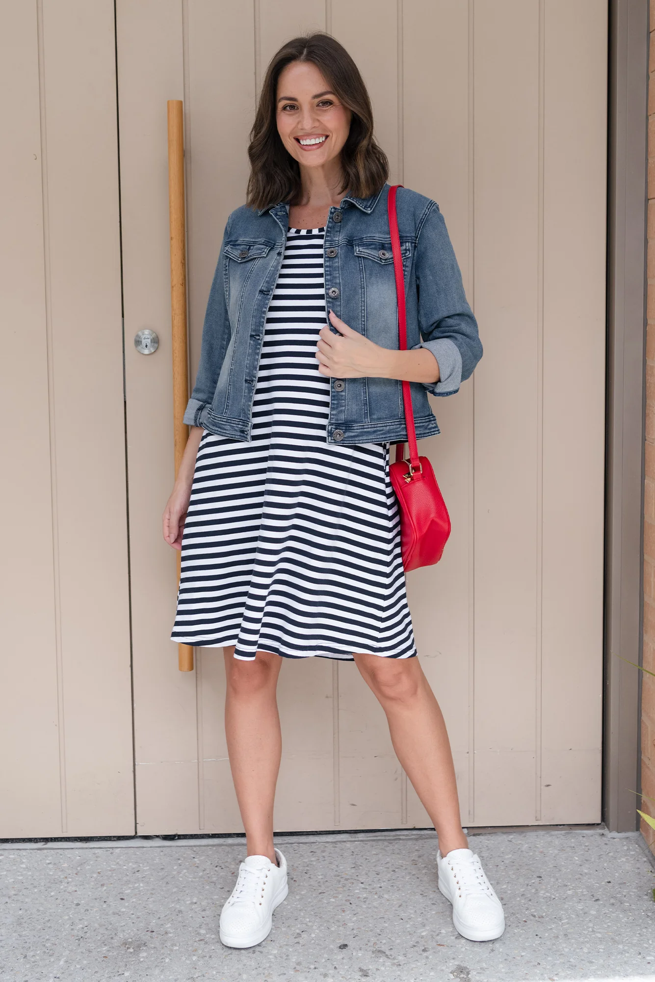 Izzy Navy Stripe Cotton Tee Dress