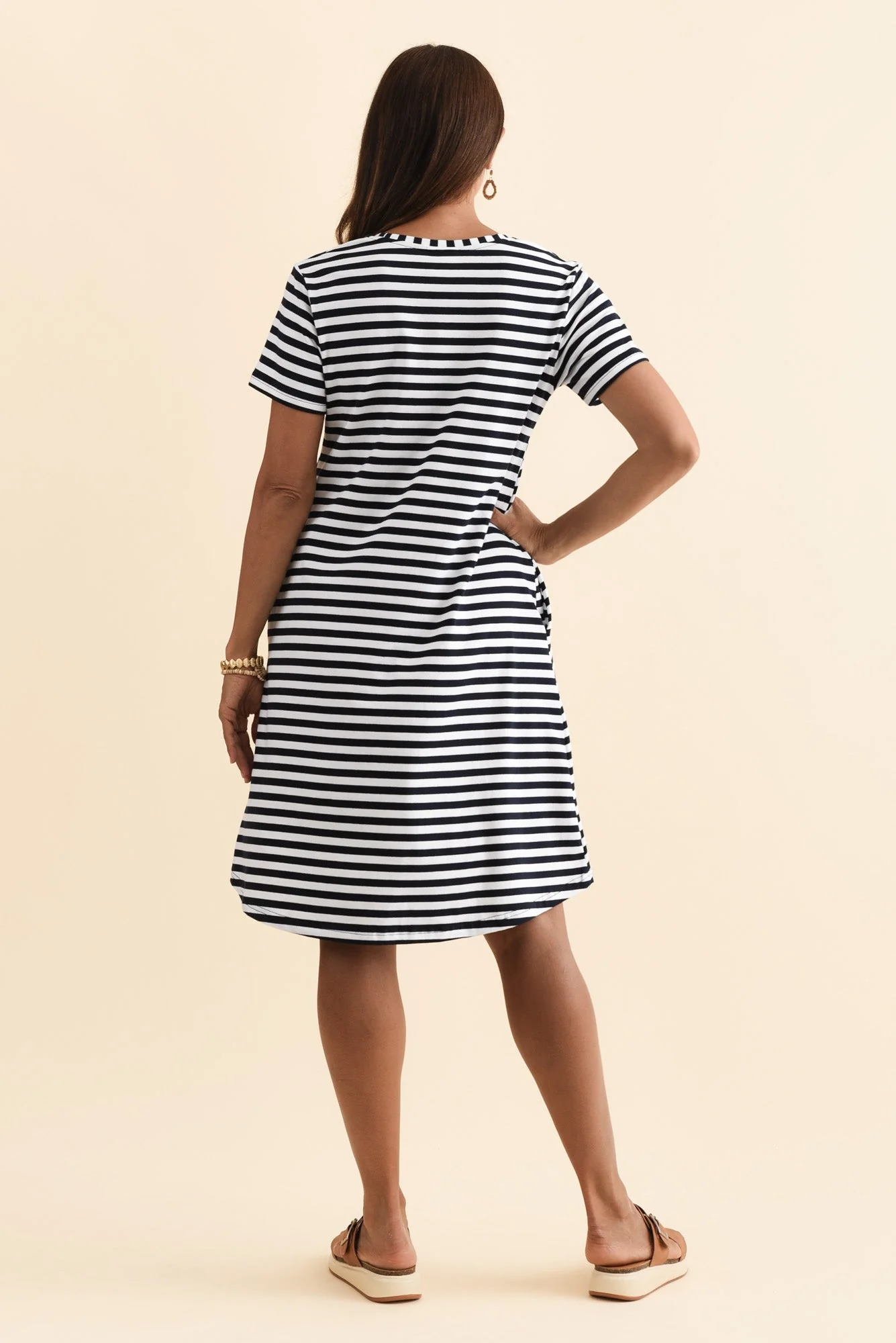 Izzy Navy Stripe Cotton Tee Dress - Image 5