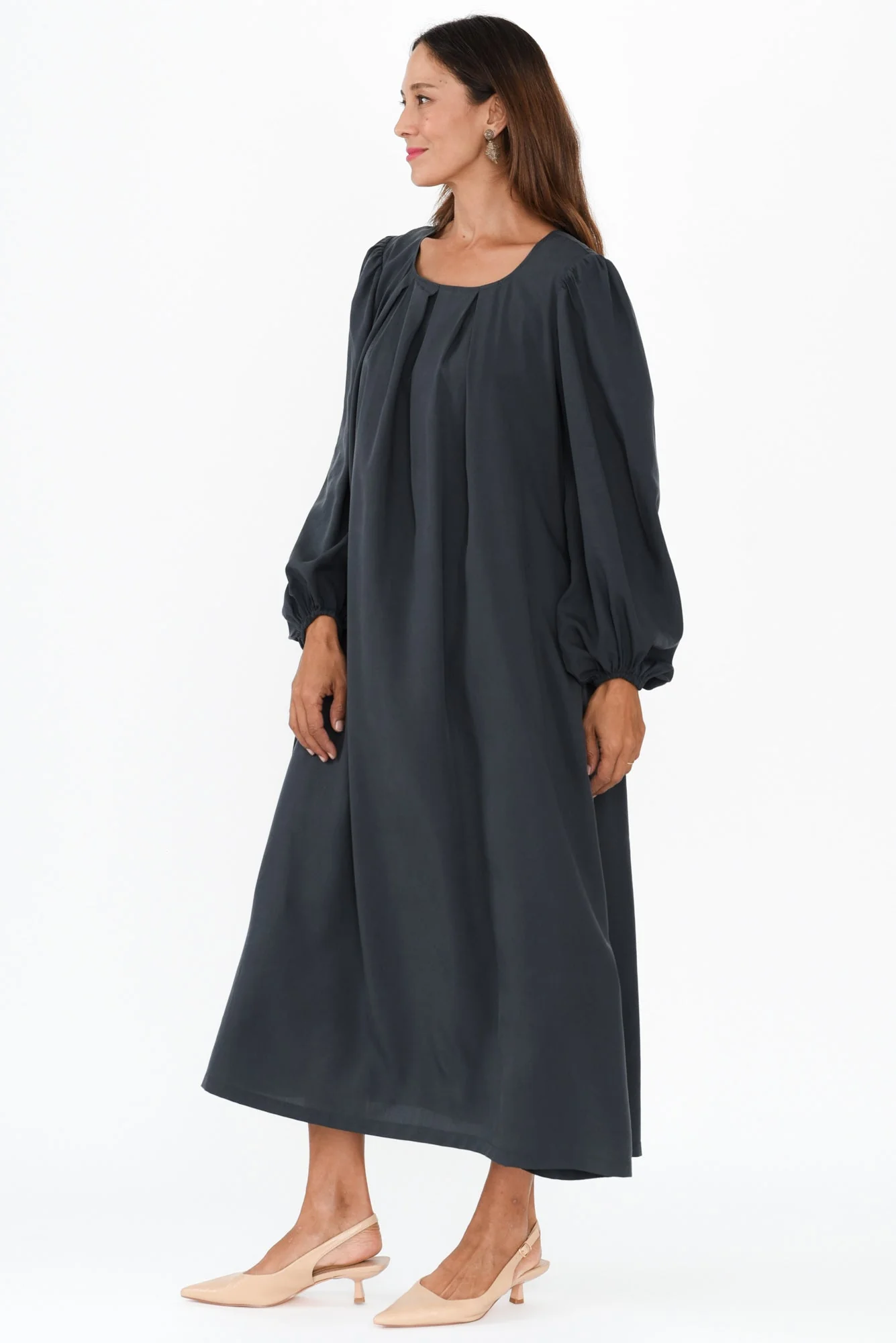 Jade Navy Puff Sleeve Dress - Image 4