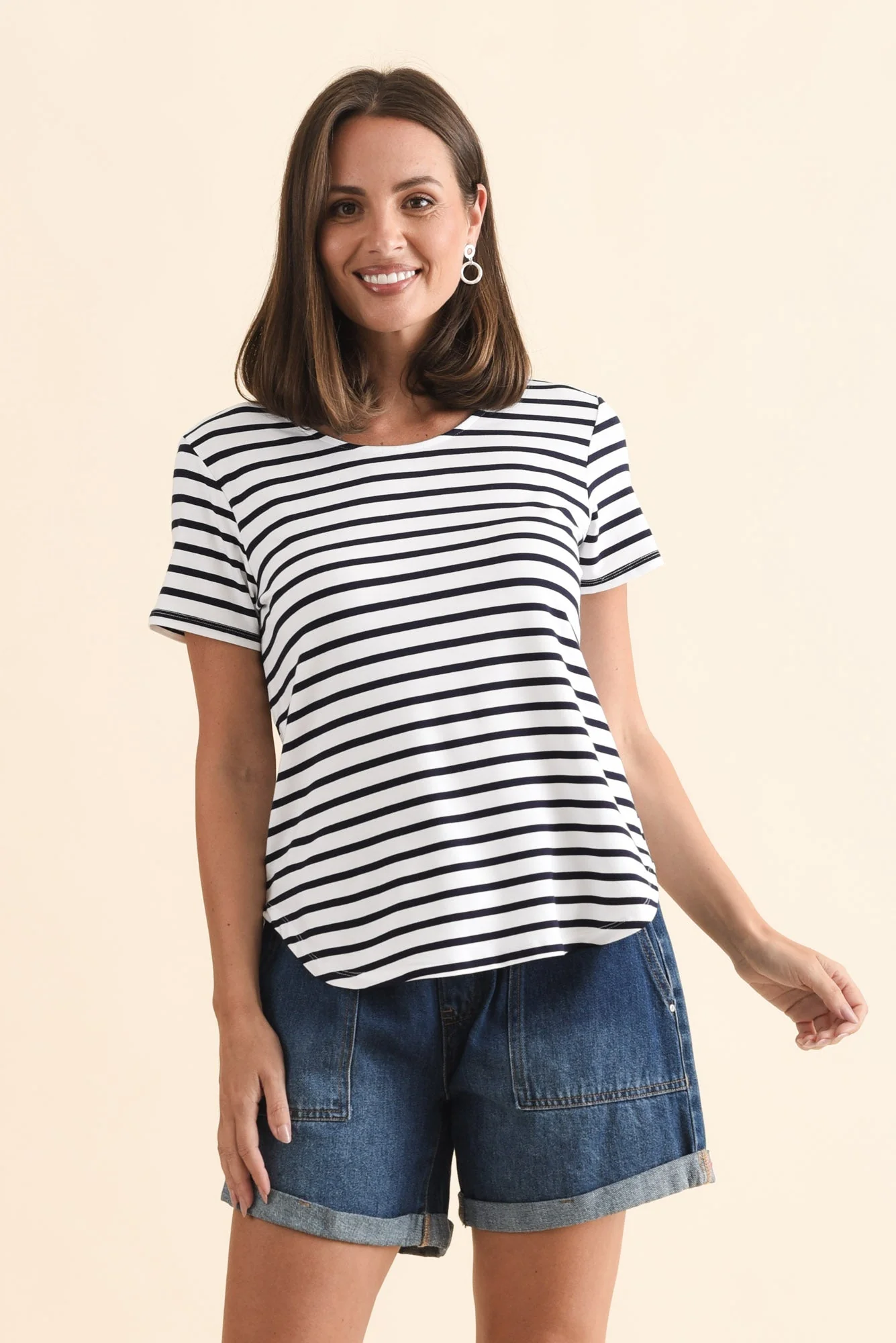 Janis Navy Stripe Bamboo Tee