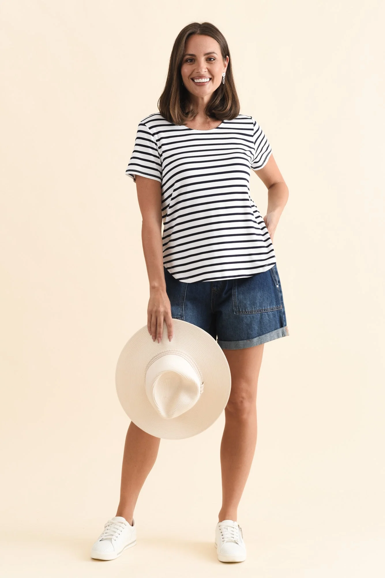 Janis Navy Stripe Bamboo Tee - Image 2