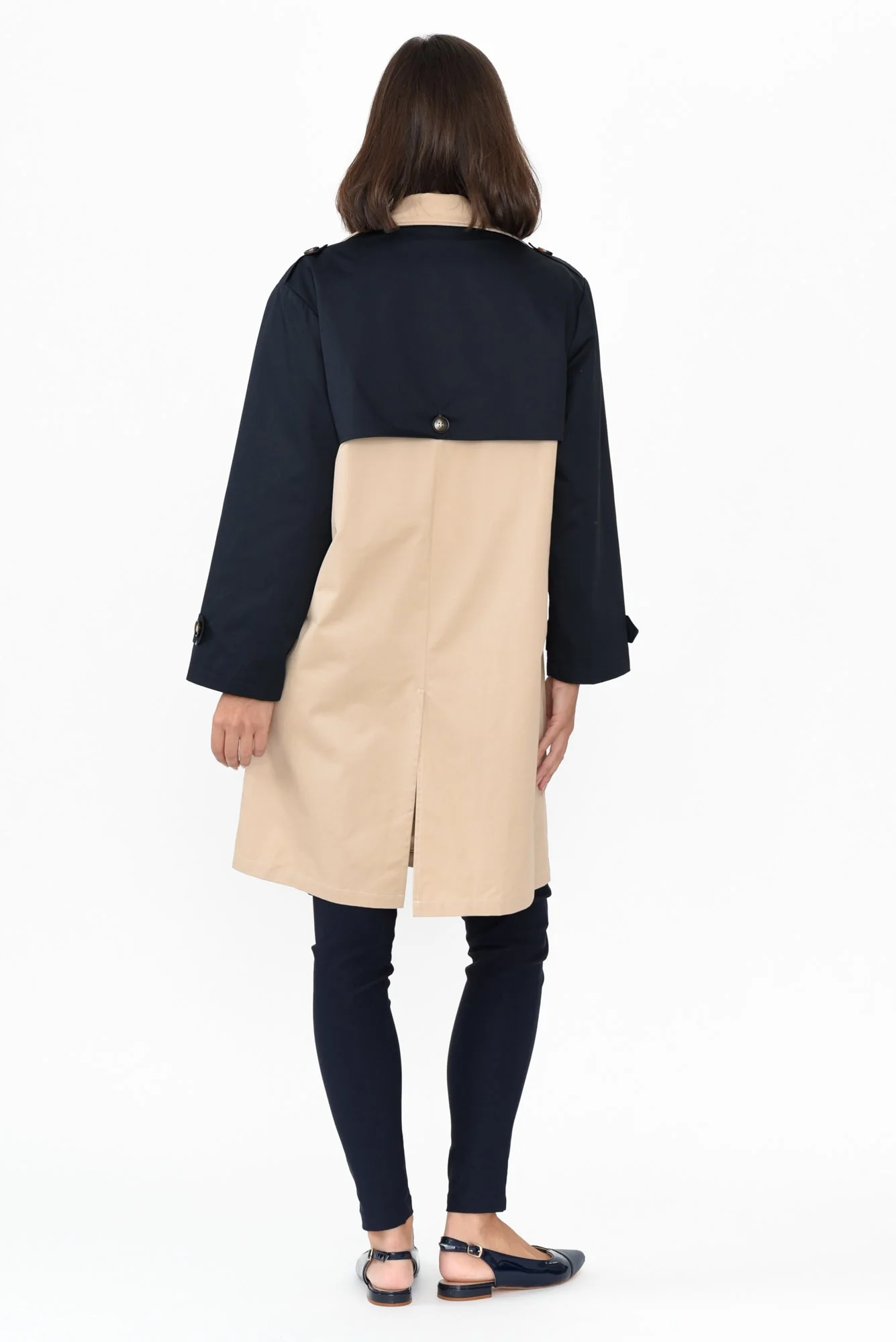 Jeana Beige Two Tone Trench Coat - Image 5